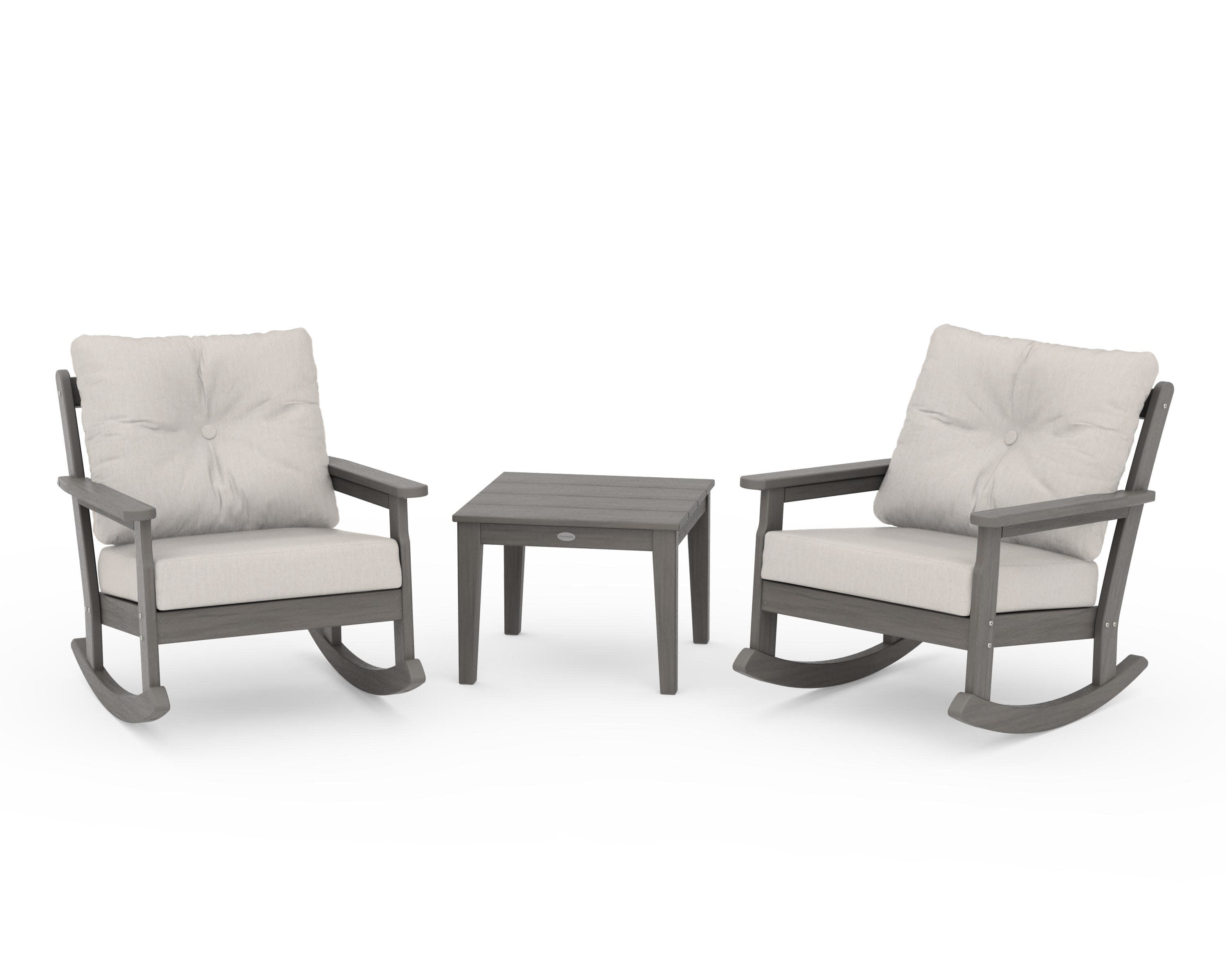 Vineyard 3-Piece Deep Seating Rocker Set in Driftwood / Cast Ash