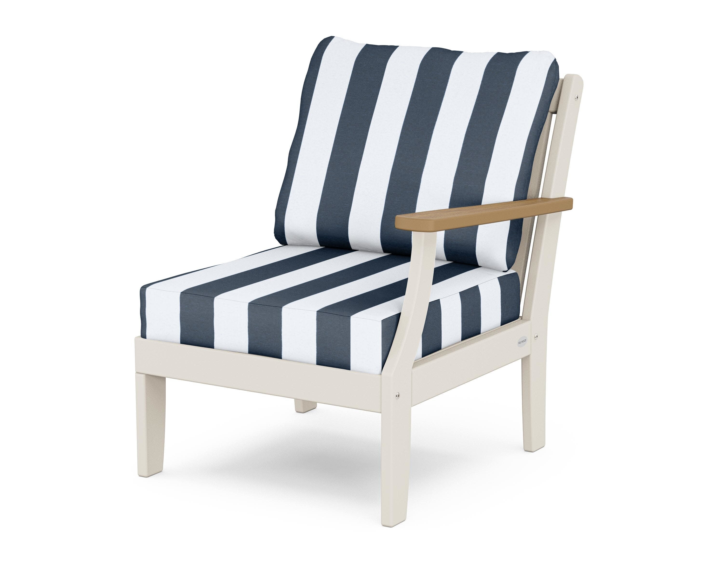 Braxton Modular Right Arm Chair in Sand / Natural / Cabana Stripe Marine Indigo