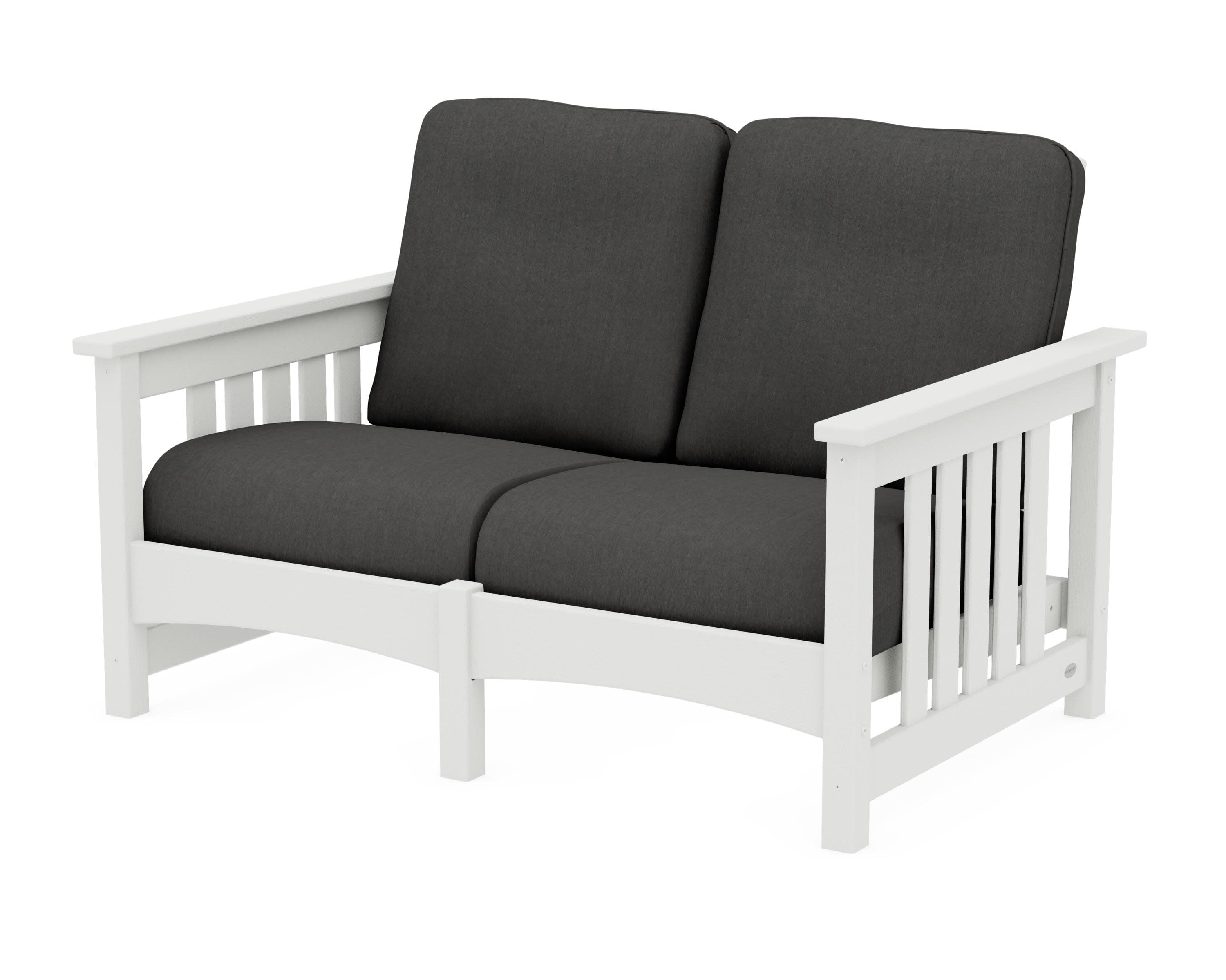 Club Mission Loveseat in Vintage White / Spectrum Carbon