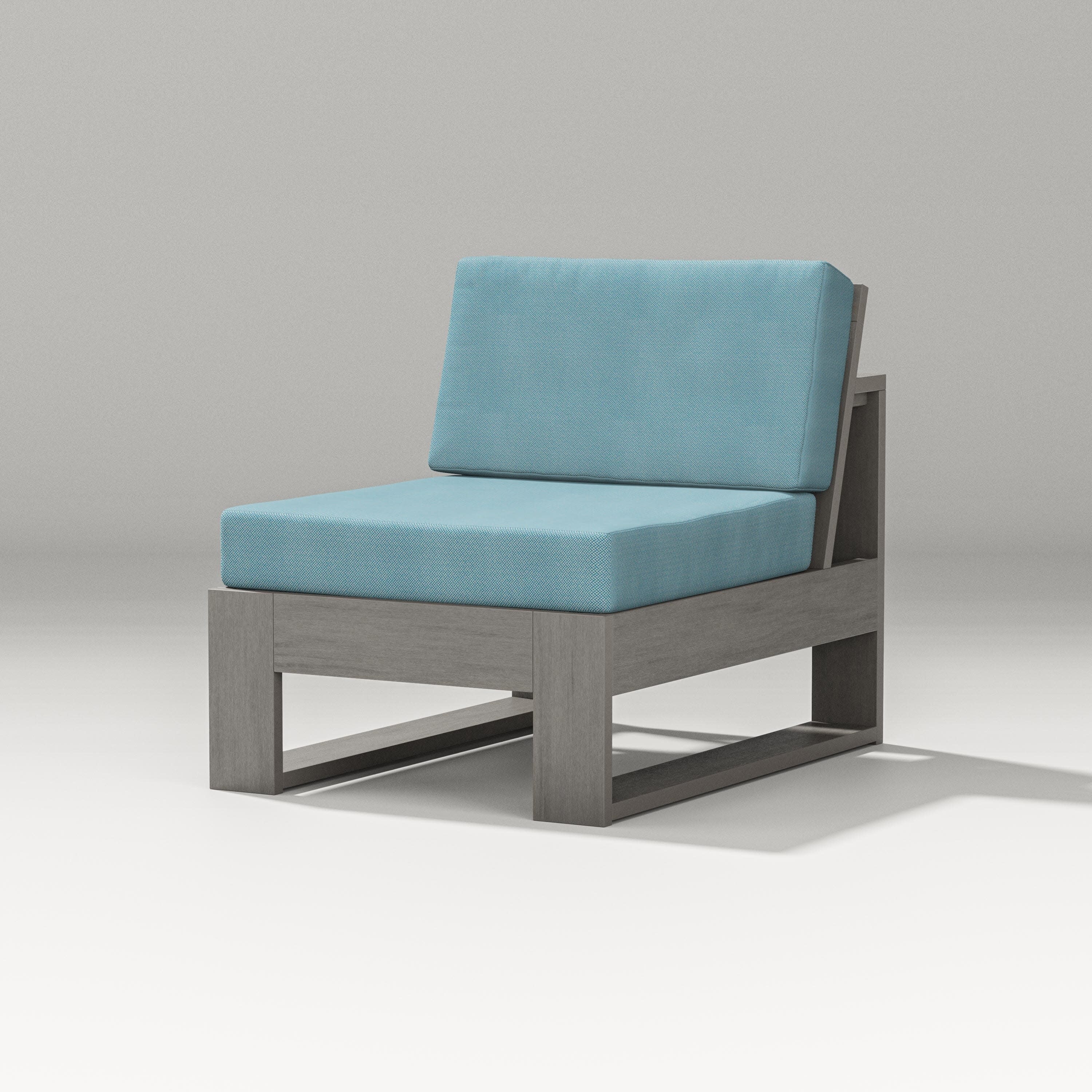 Latitude Modular Armless Chair in Driftwood / Lattice Sky Blue