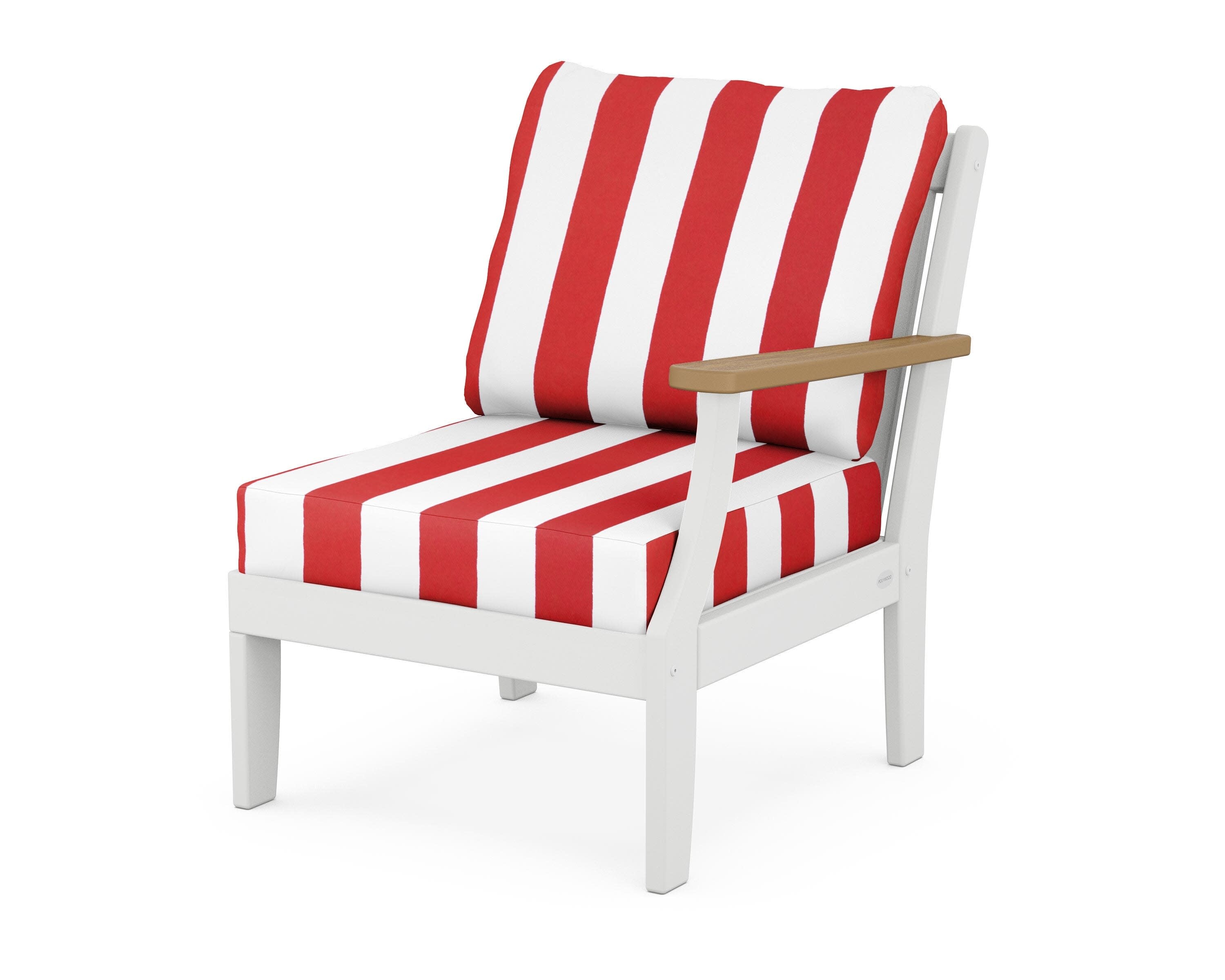 Braxton Modular Right Arm Chair in White / Natural / Cabana Stripe Crimson