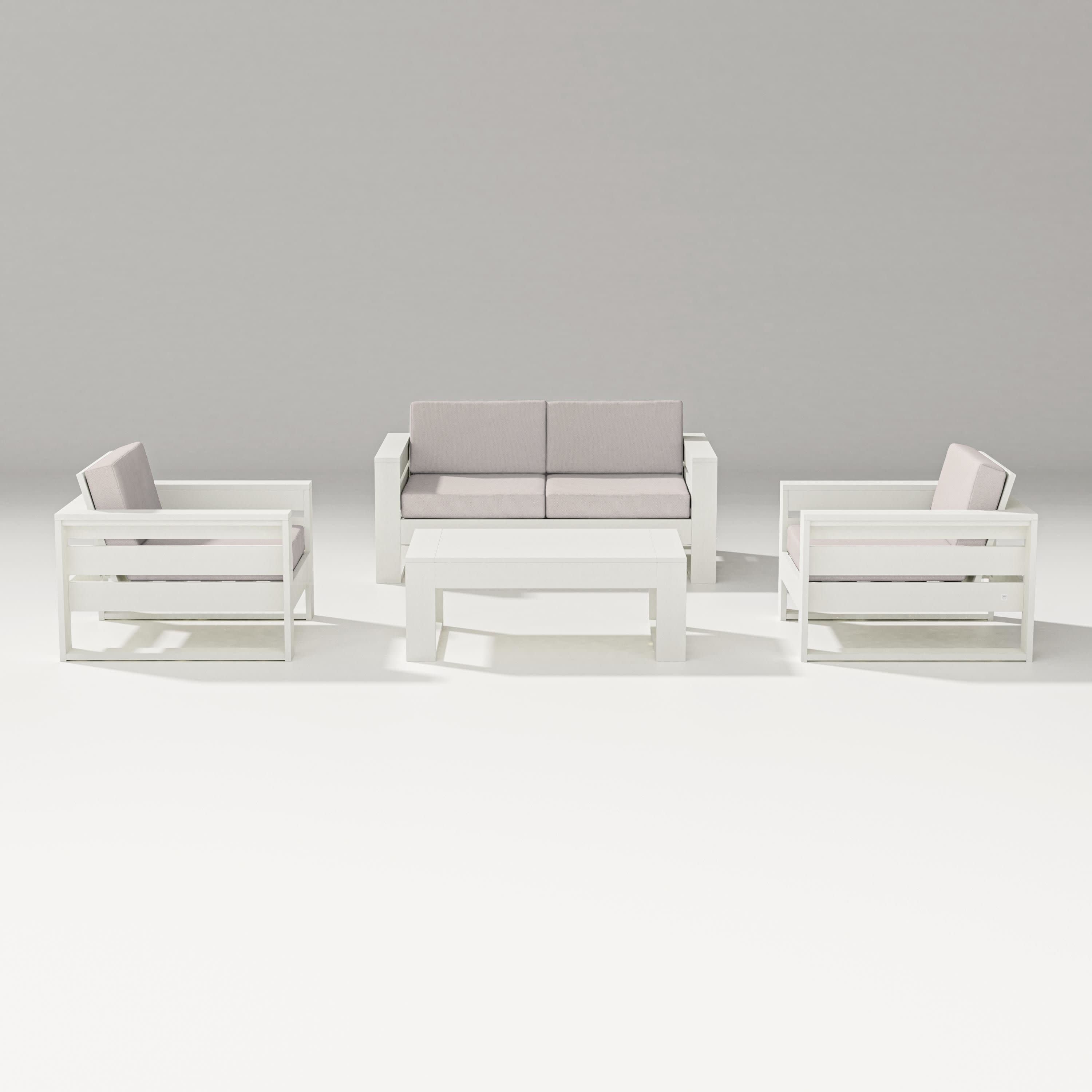Latitude 4-Piece Lounge Loveseat Set in Vintage White / Dune Burlap