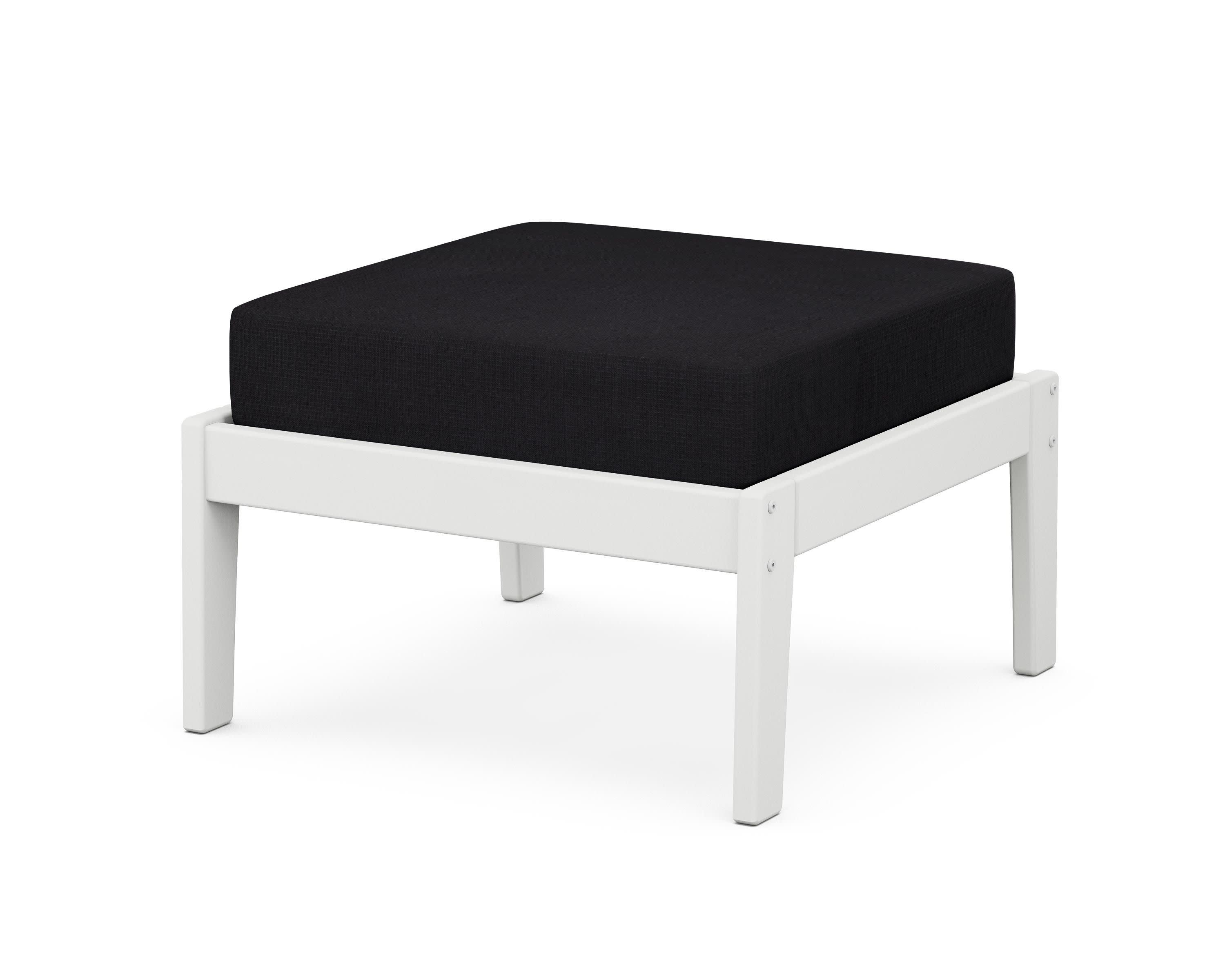 Deep Seating Ottoman in White / Midnight Linen