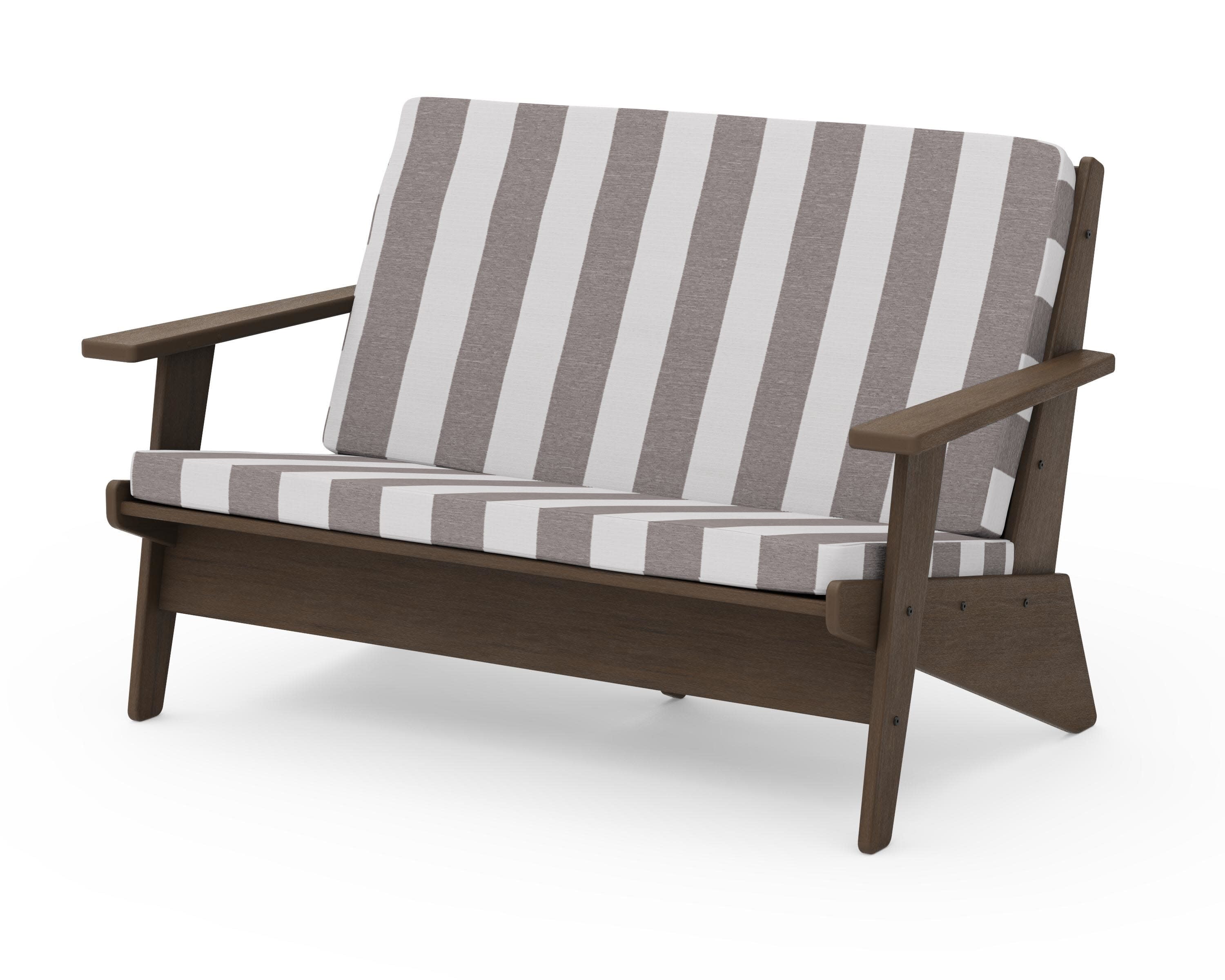 Riviera Modern Lounge Loveseat in Kona / Cabana Stripe Grey Mist