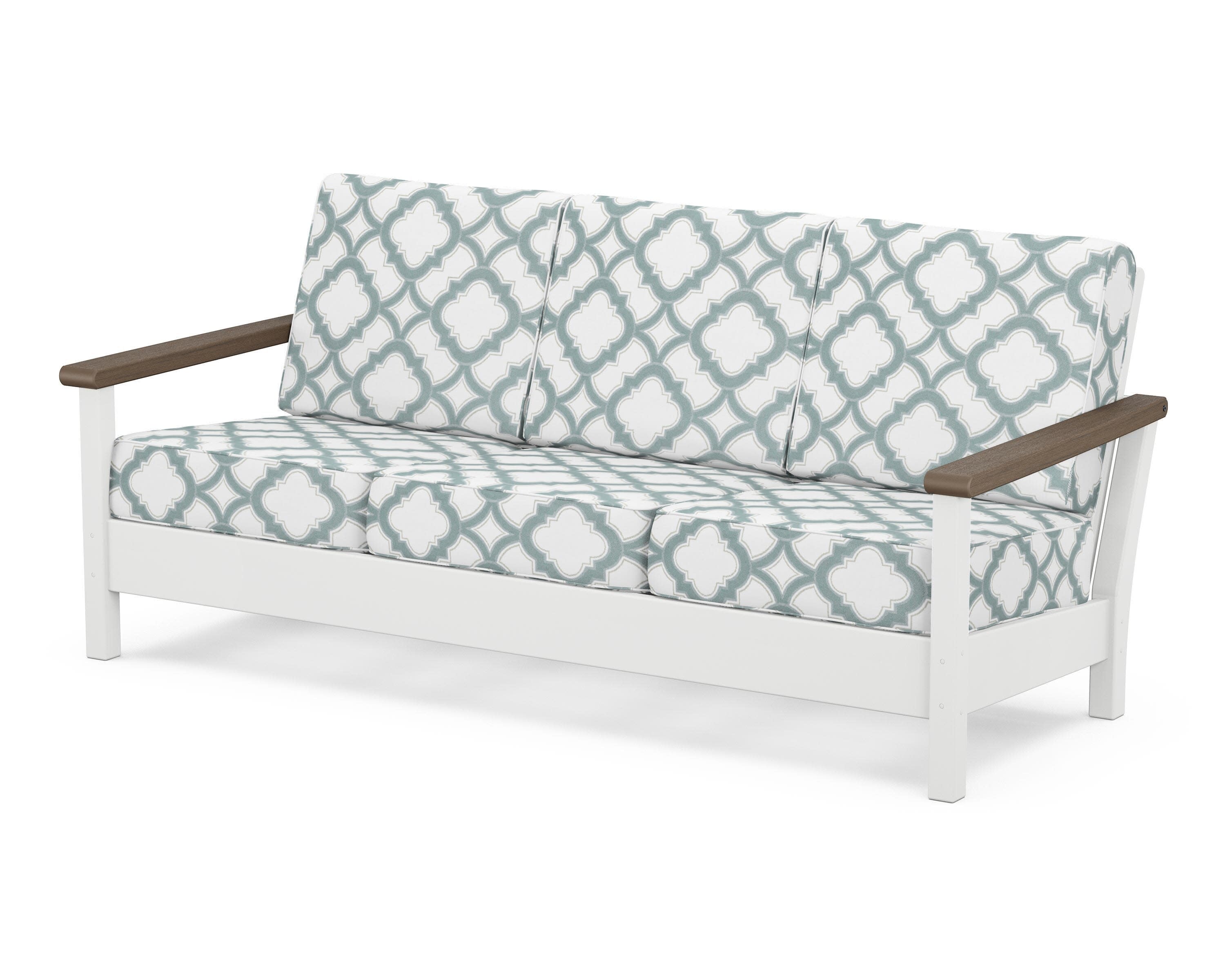 Harbour Deep Seating Sofa in White / Kona / Trellis Glacier Spa