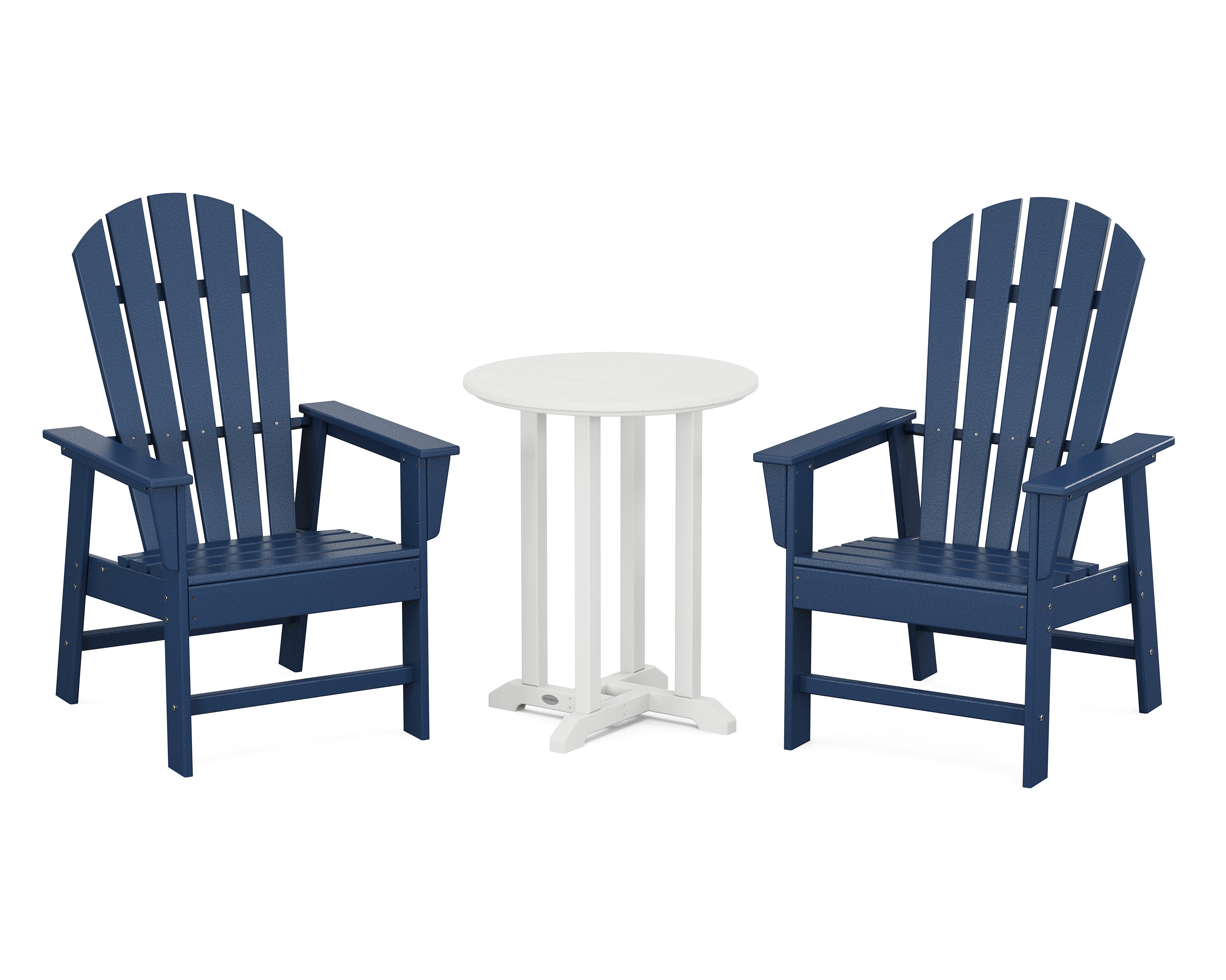 South Beach 3-Piece Round Farmhouse Bistro Dining Set in Navy / White