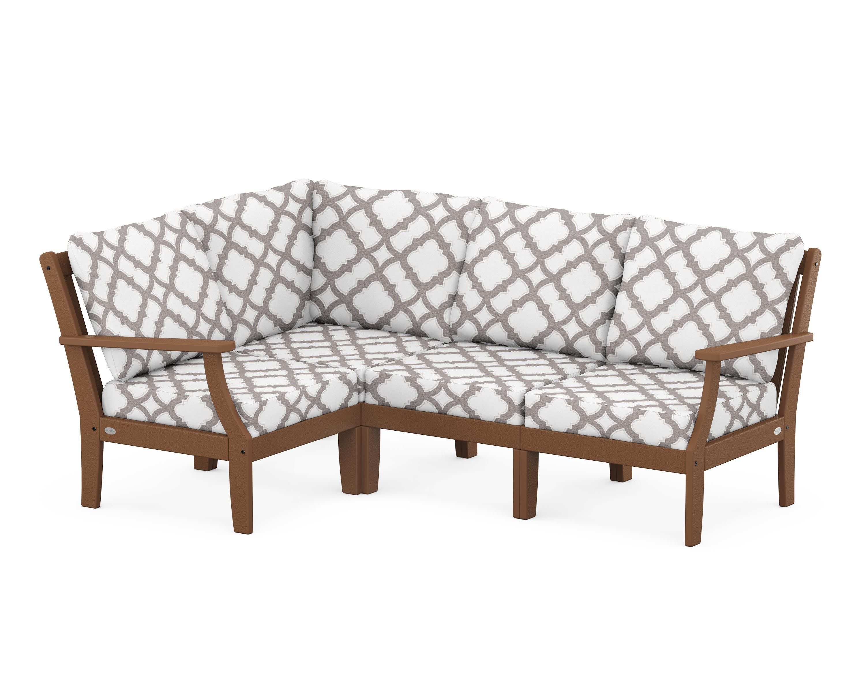 Braxton Modular 4-Piece Deep Seating Set in Teak / Trellis Grey Mist