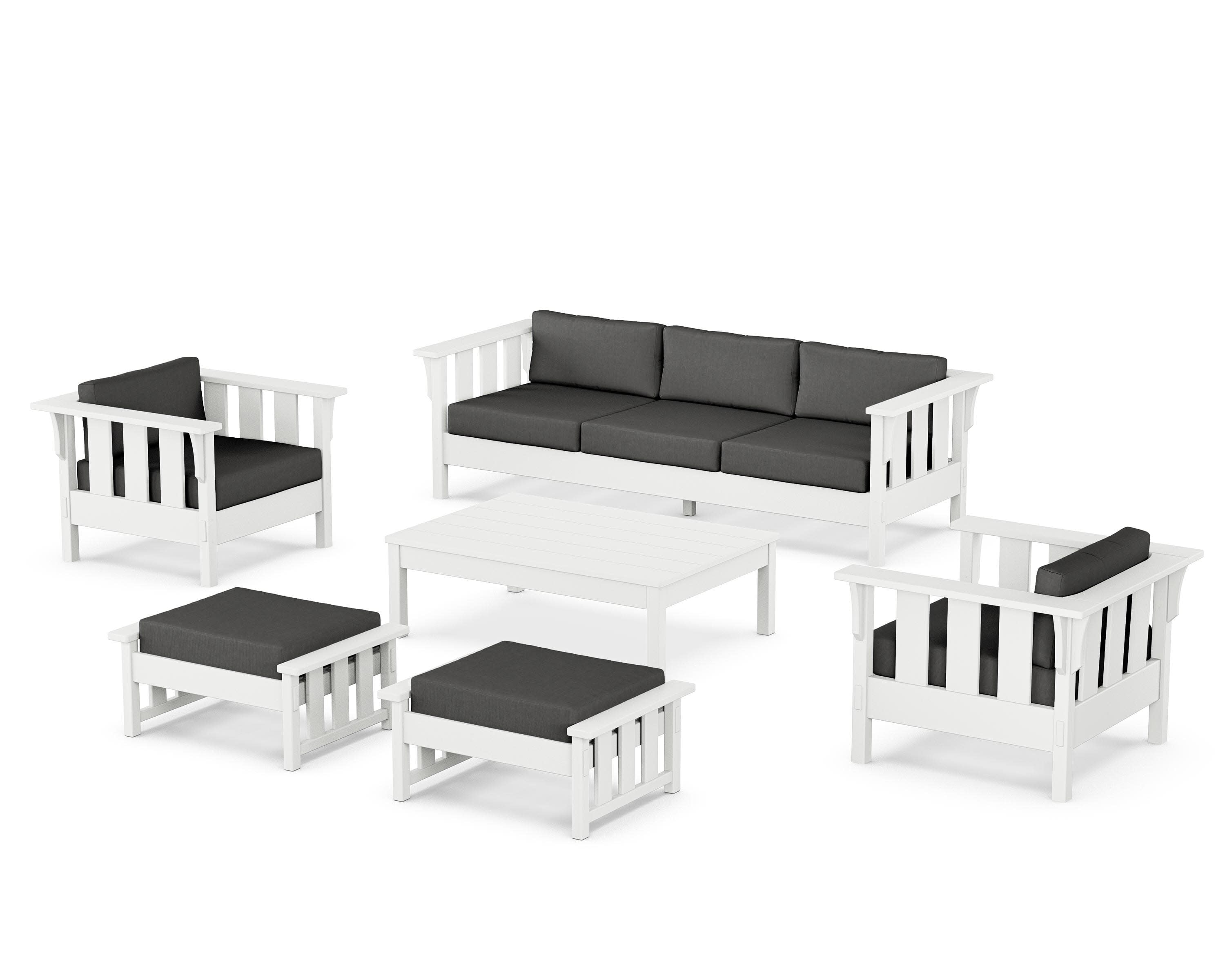Acadia 6-Piece Lounge Sofa Set in White / Spectrum Carbon