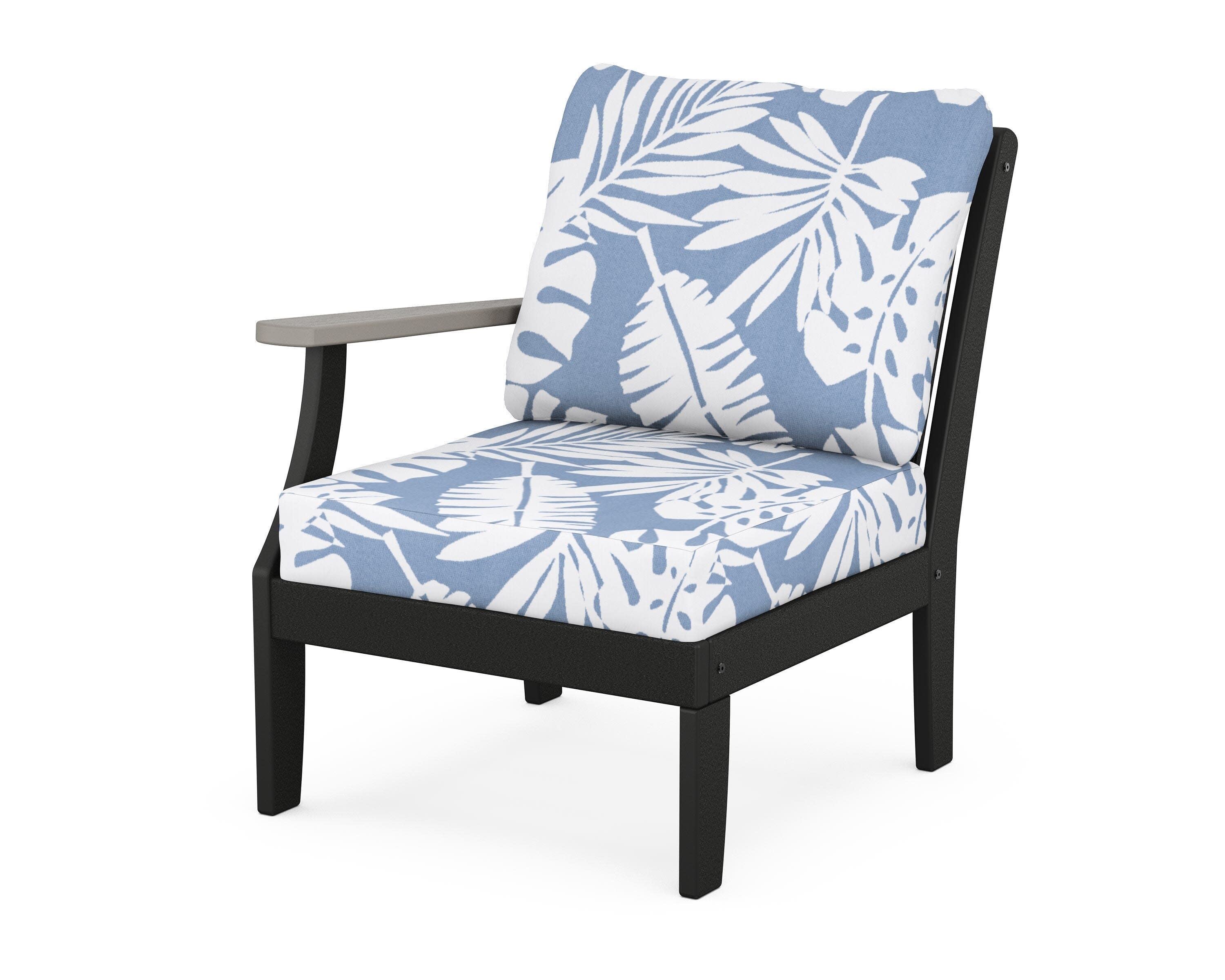 Braxton Modular Left Arm Chair in Black / Driftwood / Leaf Sky Blue