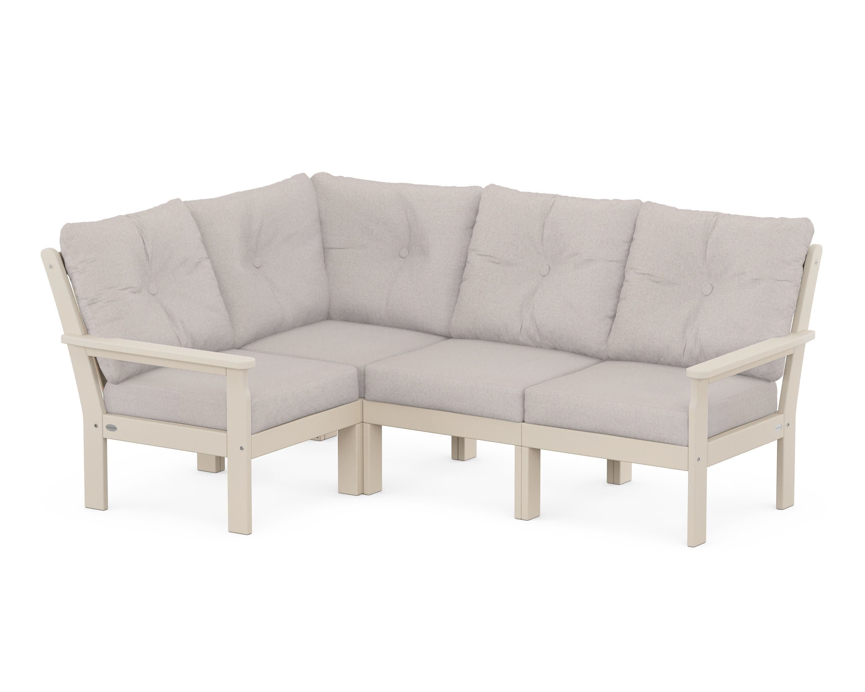 Vineyard 4-Piece Sectional in Sand / Dune Burlap