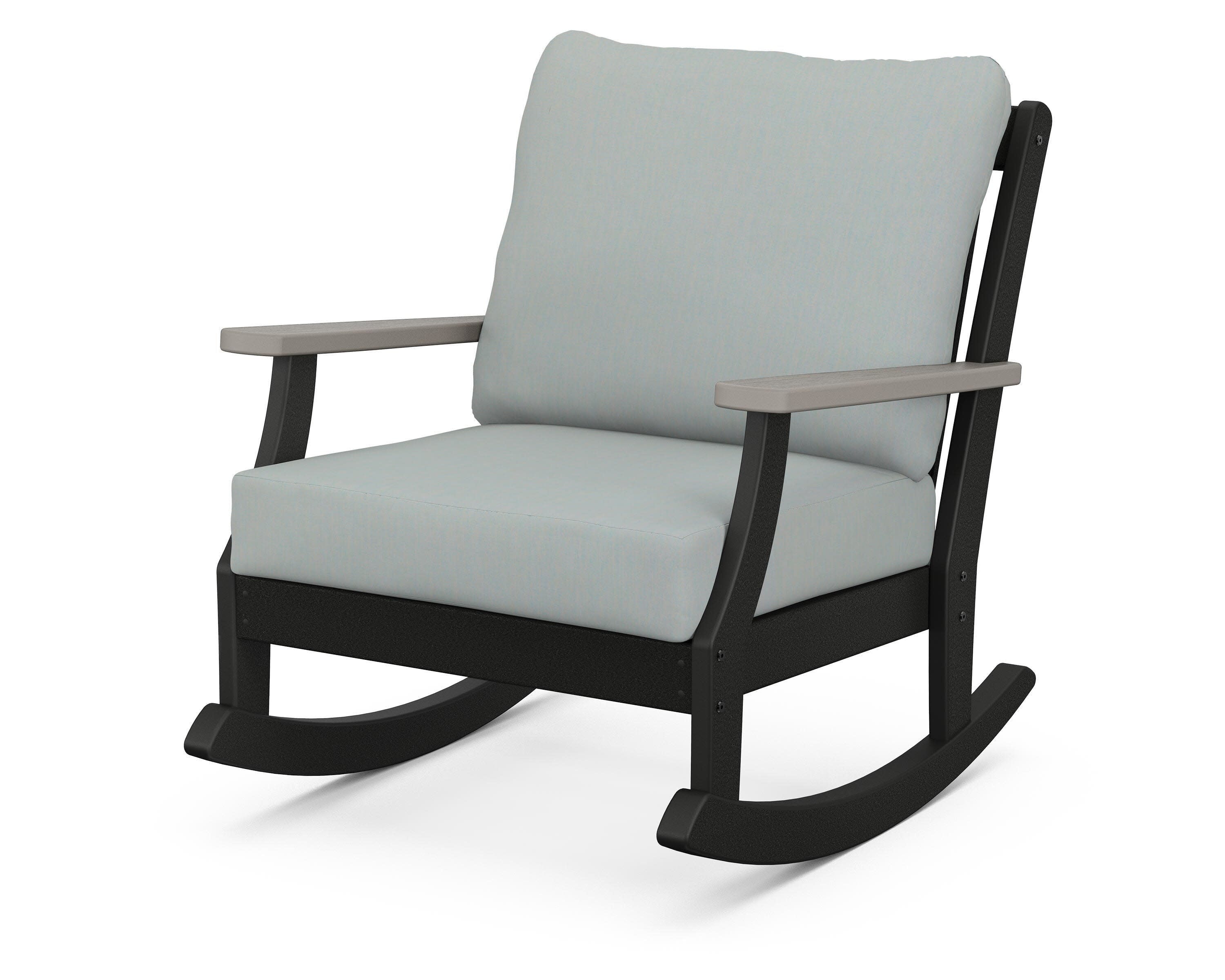 Braxton Deep Seating Rocking Chair in Black / Driftwood / Spa
