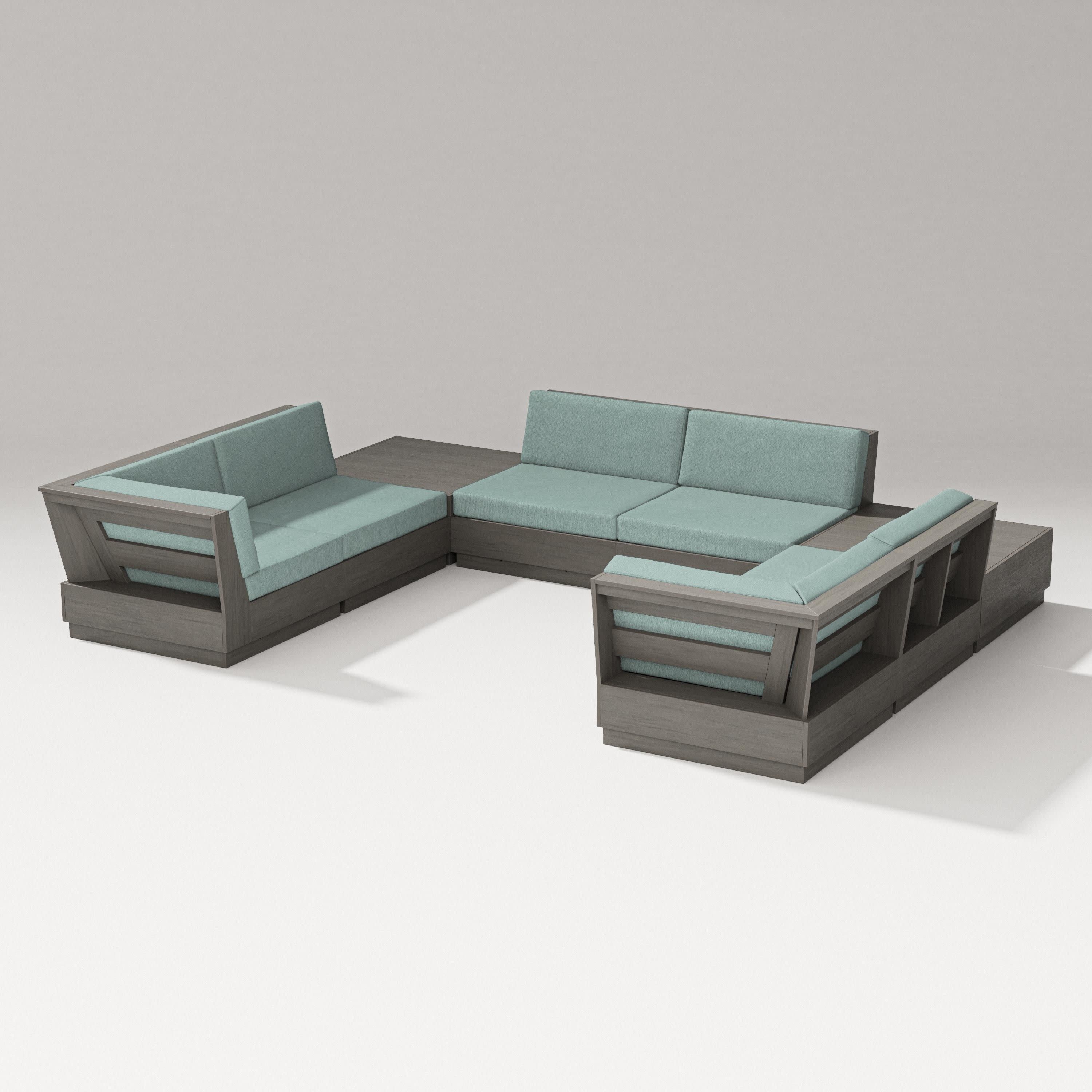 Elevate 8-Piece U-Shaped Sectional in Driftwood / Glacier Spa