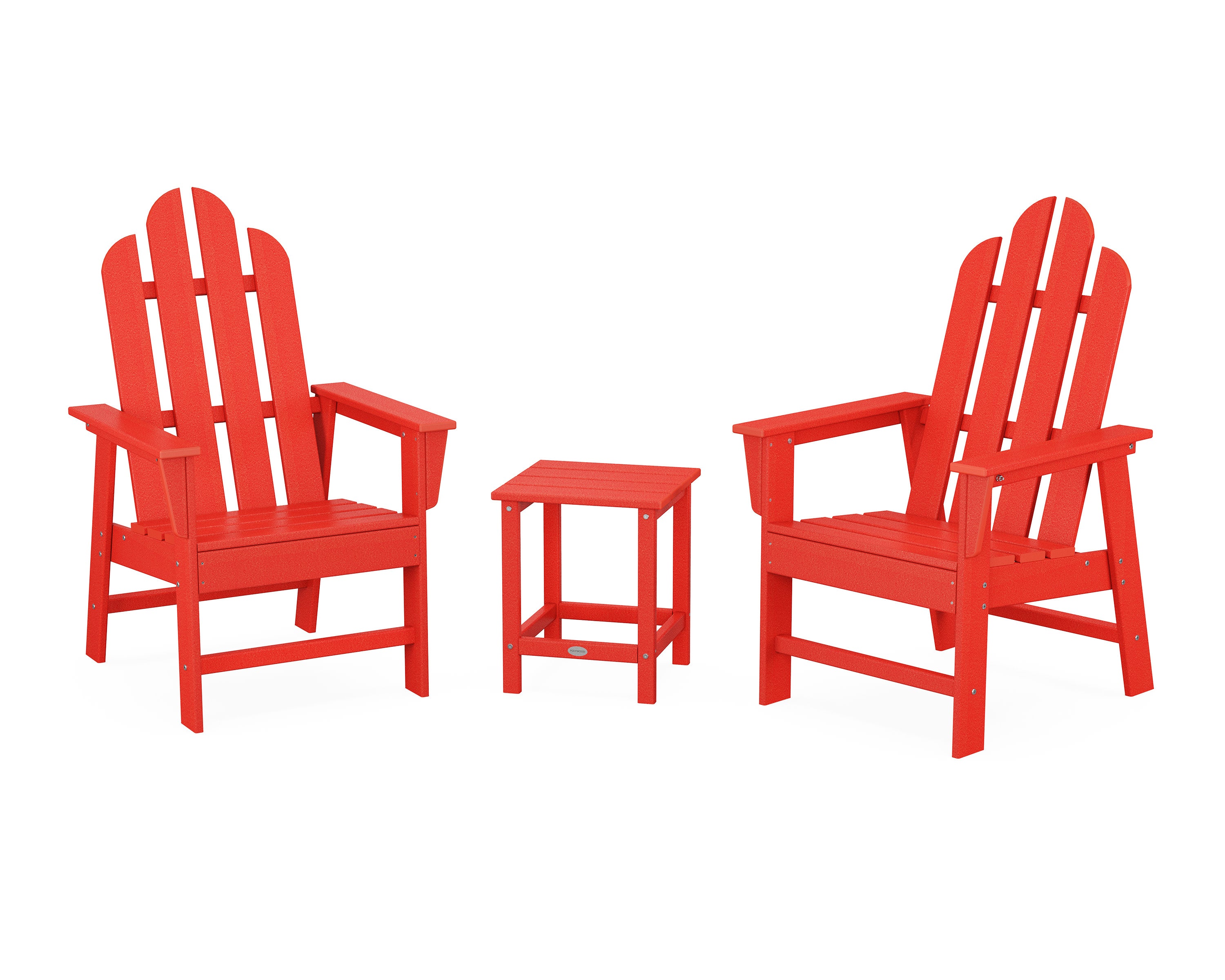 Long Island 3-Piece Upright Adirondack Chair Set in Sunset Red