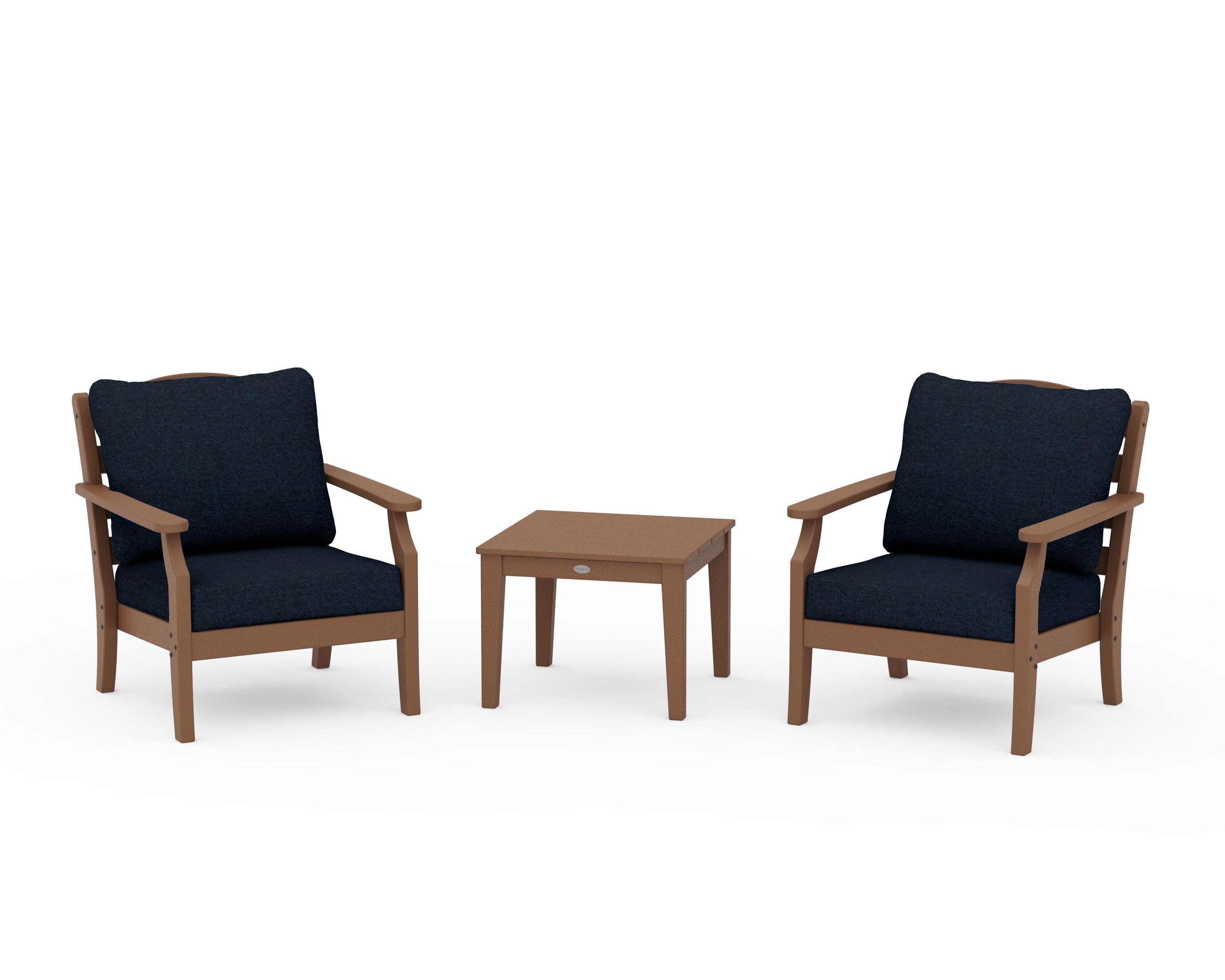Savannah 3-Piece Deep Seating Set in Teak / Marine Indigo