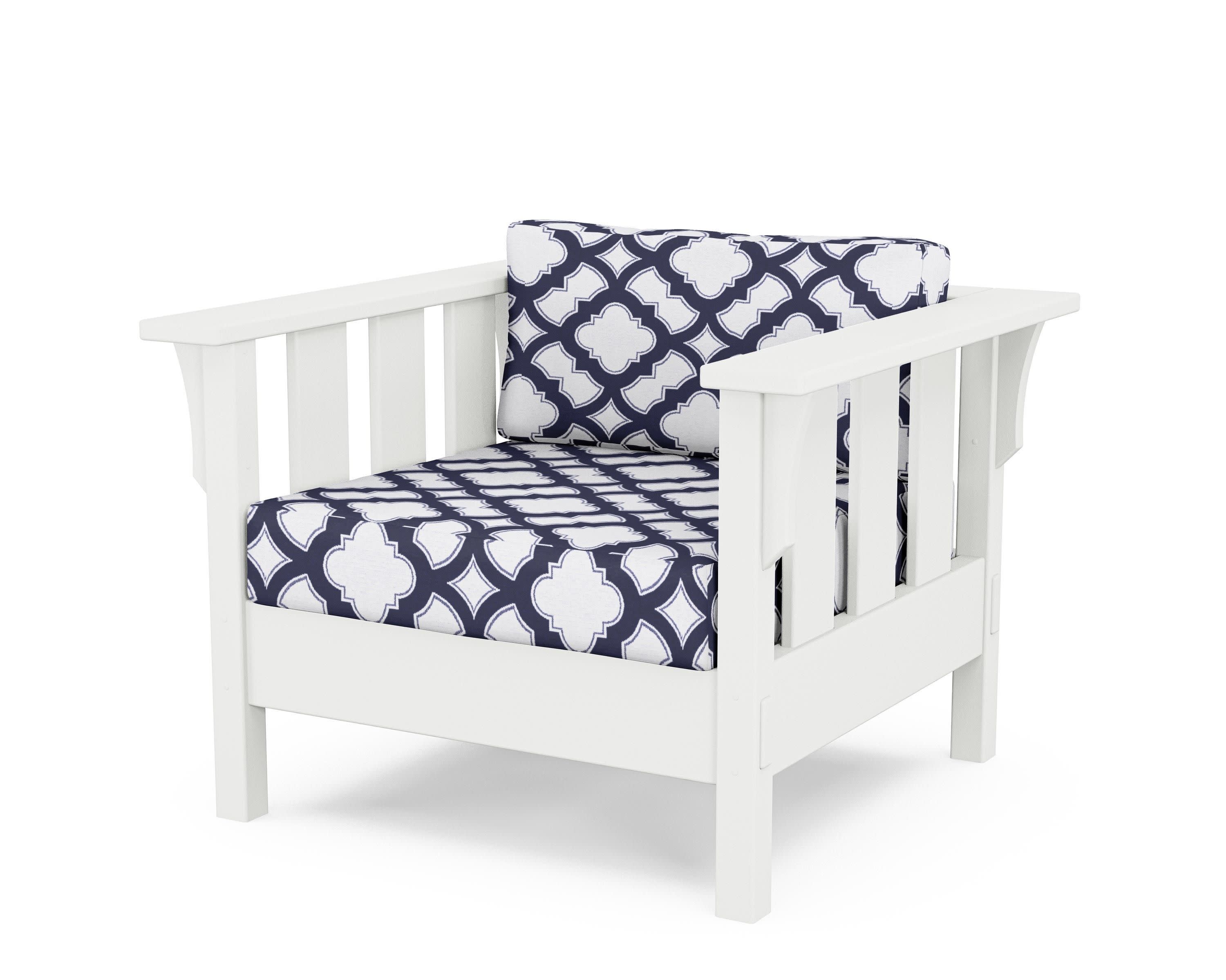 Acadia Deep Seating Chair in White / Trellis Navy