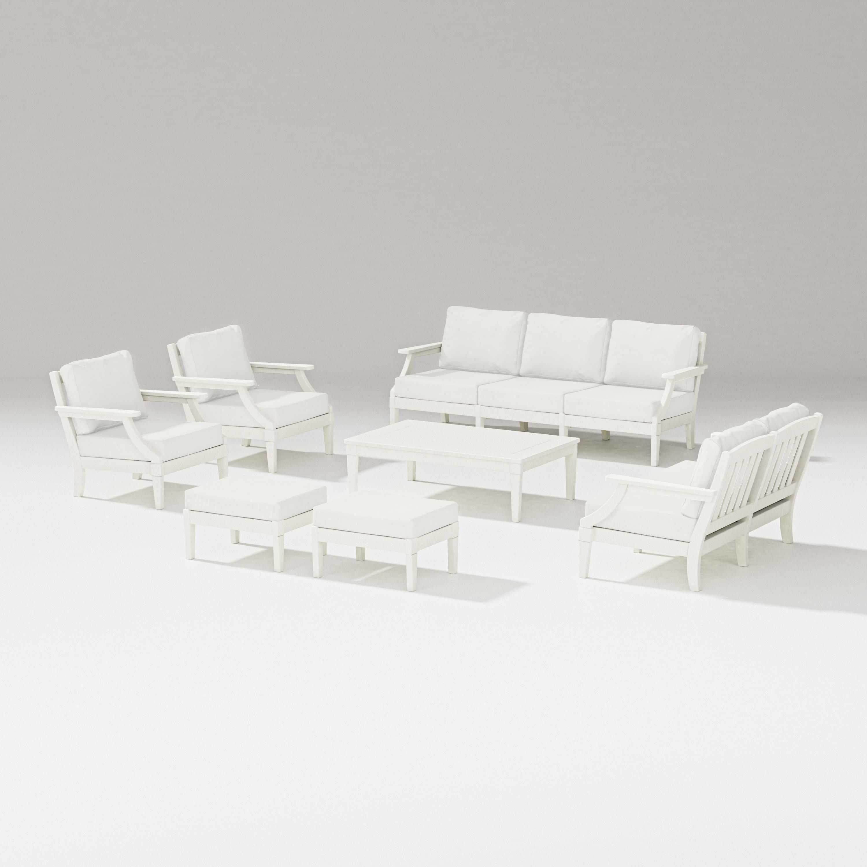 Estate 7-Piece Lounge Sofa Set in Vintage White / Natural Linen