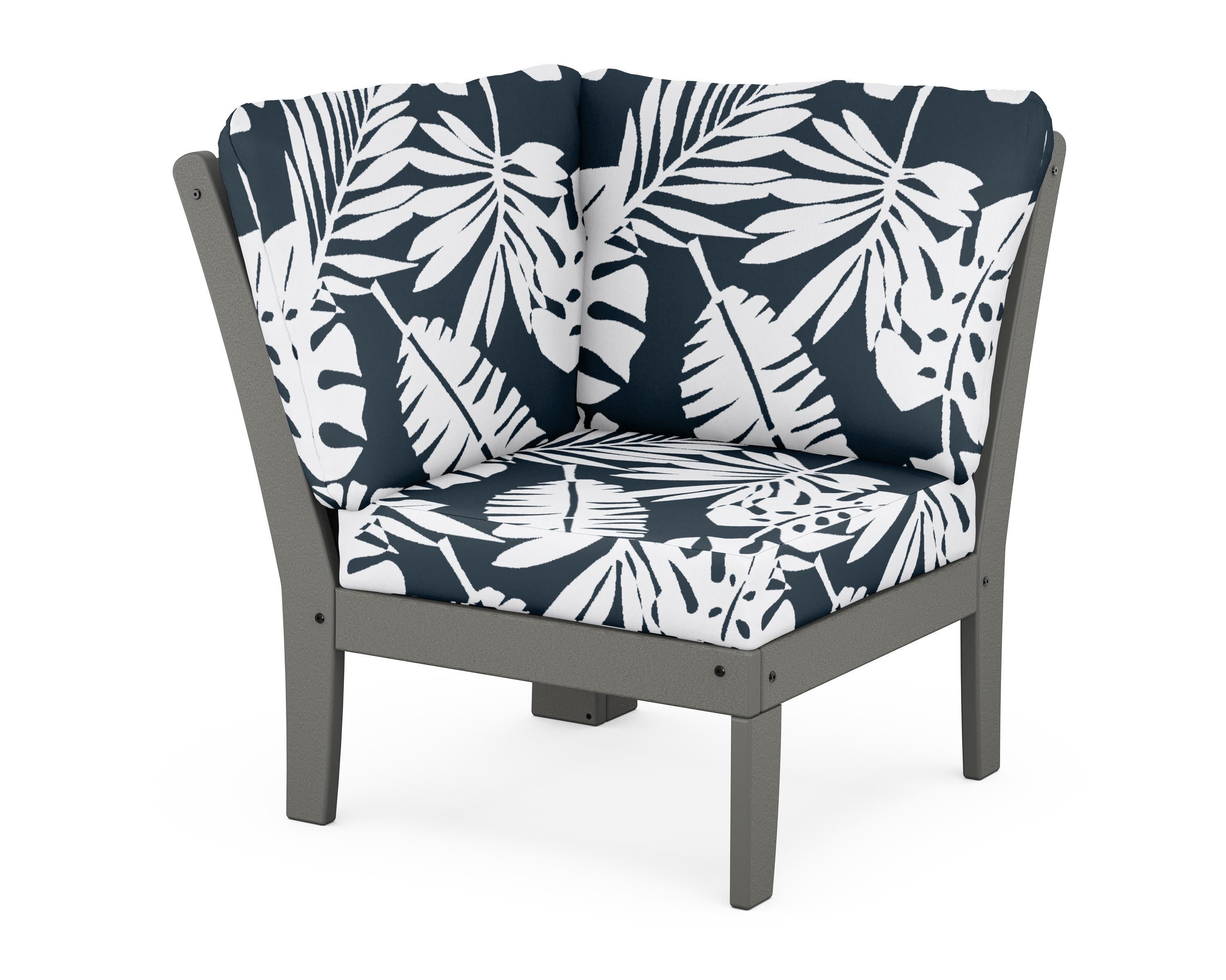 Braxton Modular Corner Chair in Slate Grey / Leaf Marine Indigo