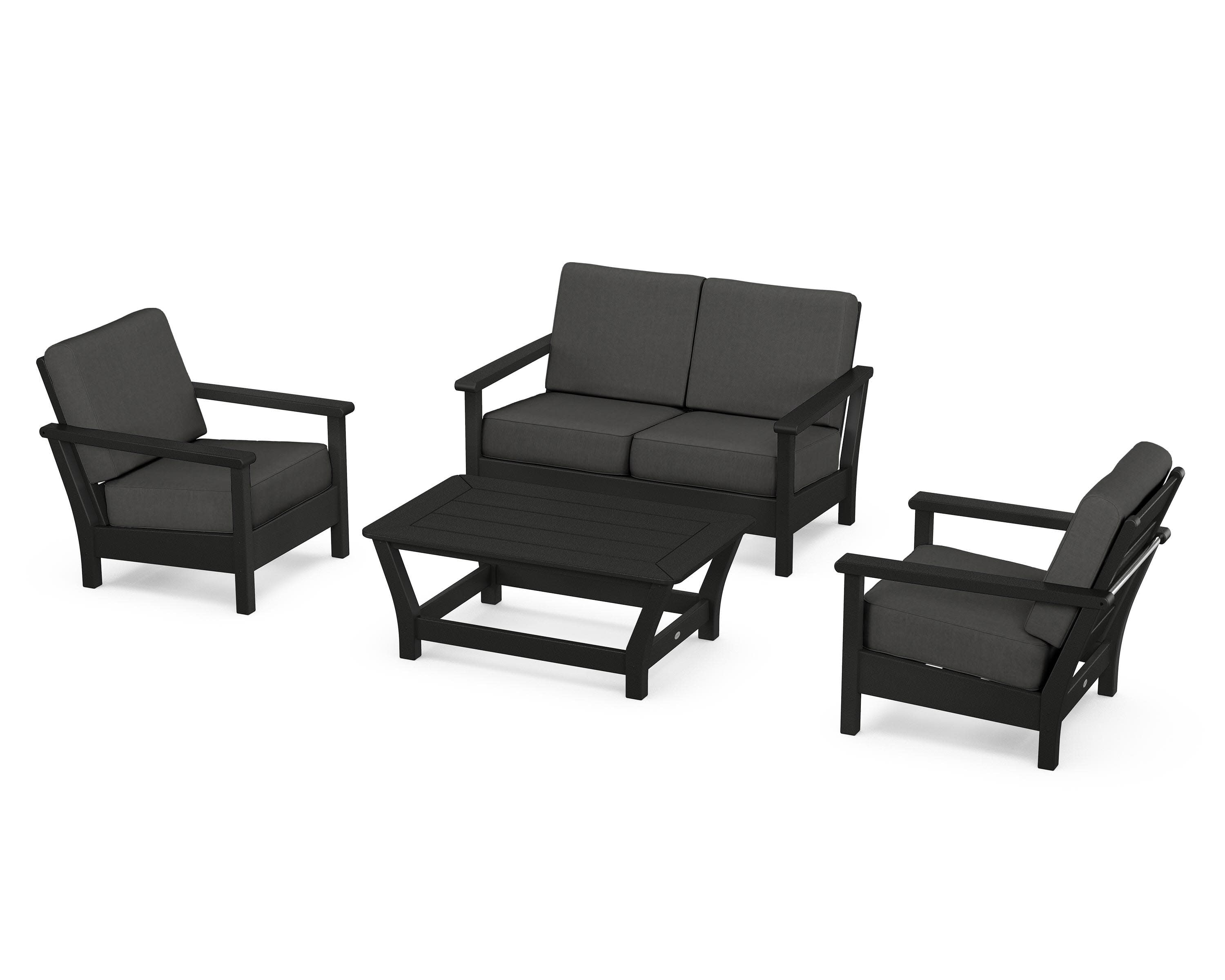Harbour 4-Piece Deep Seating Set in Black / Spectrum Carbon