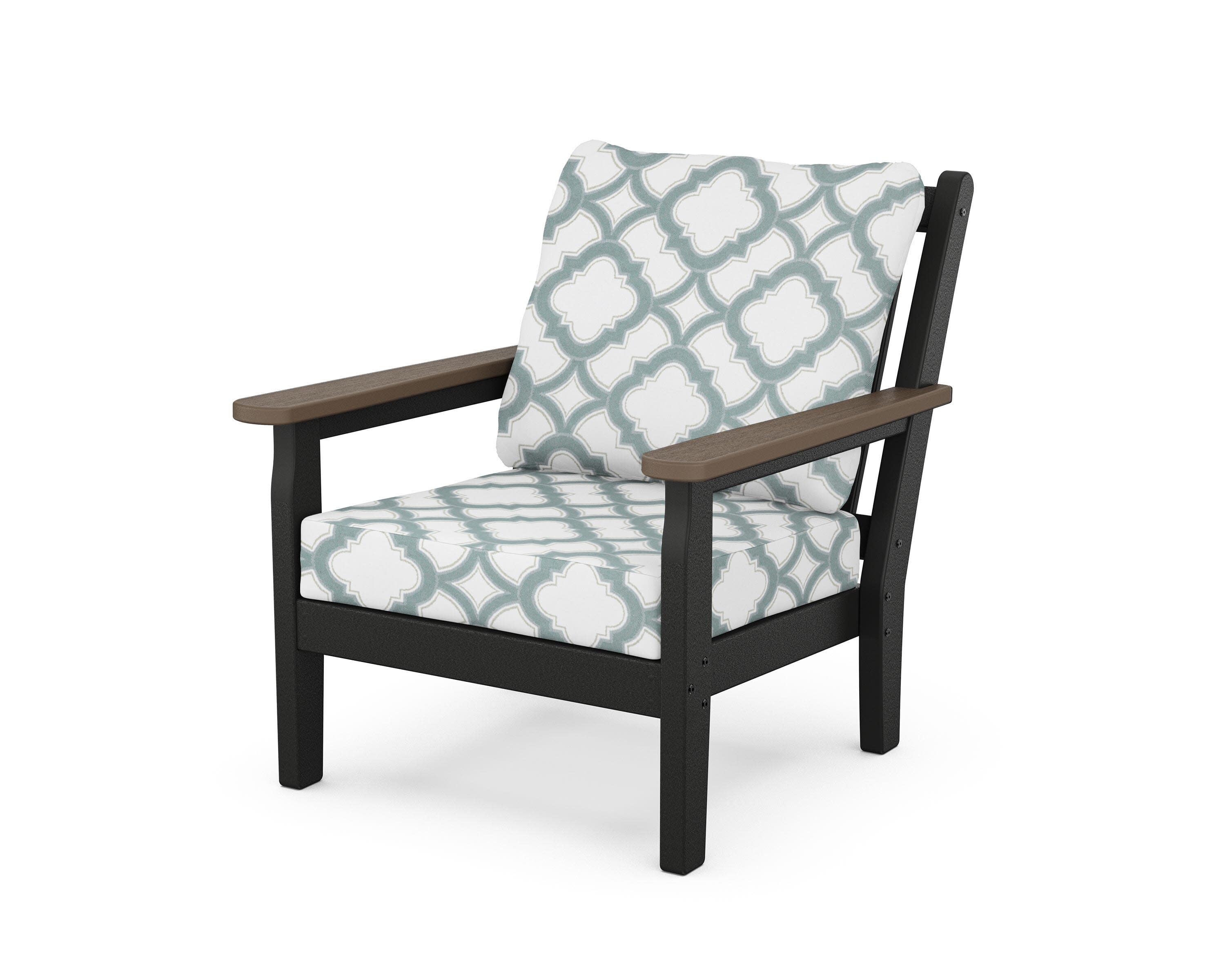 Chippendale Deep Seating Chair in Black / Kona / Trellis Glacier Spa