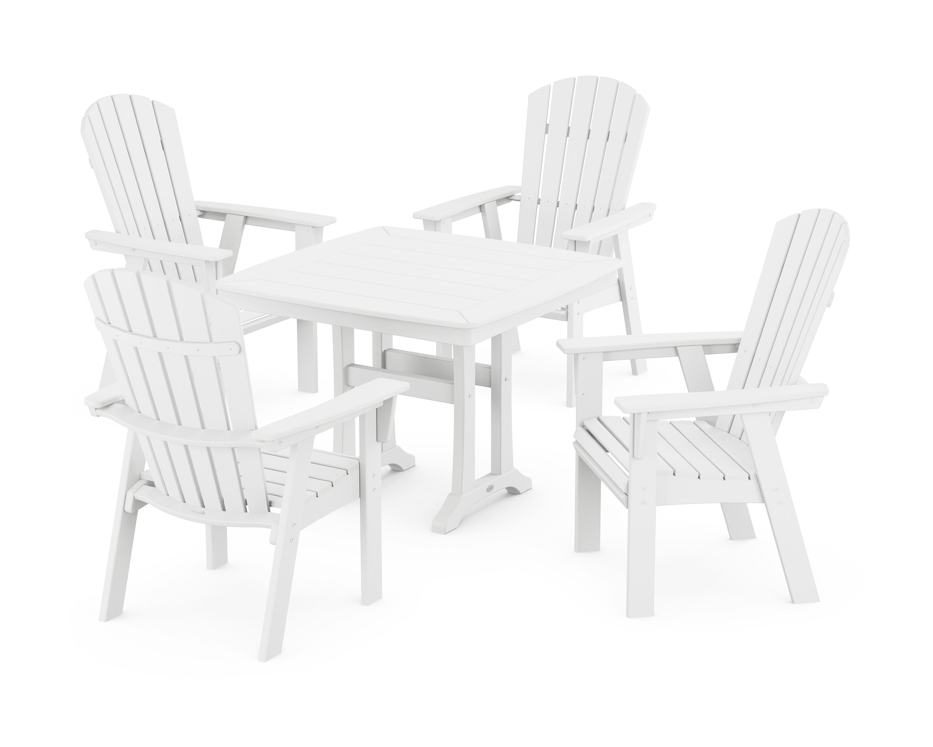 Nautical Adirondack 5-Piece Dining Set with Trestle Legs in White
