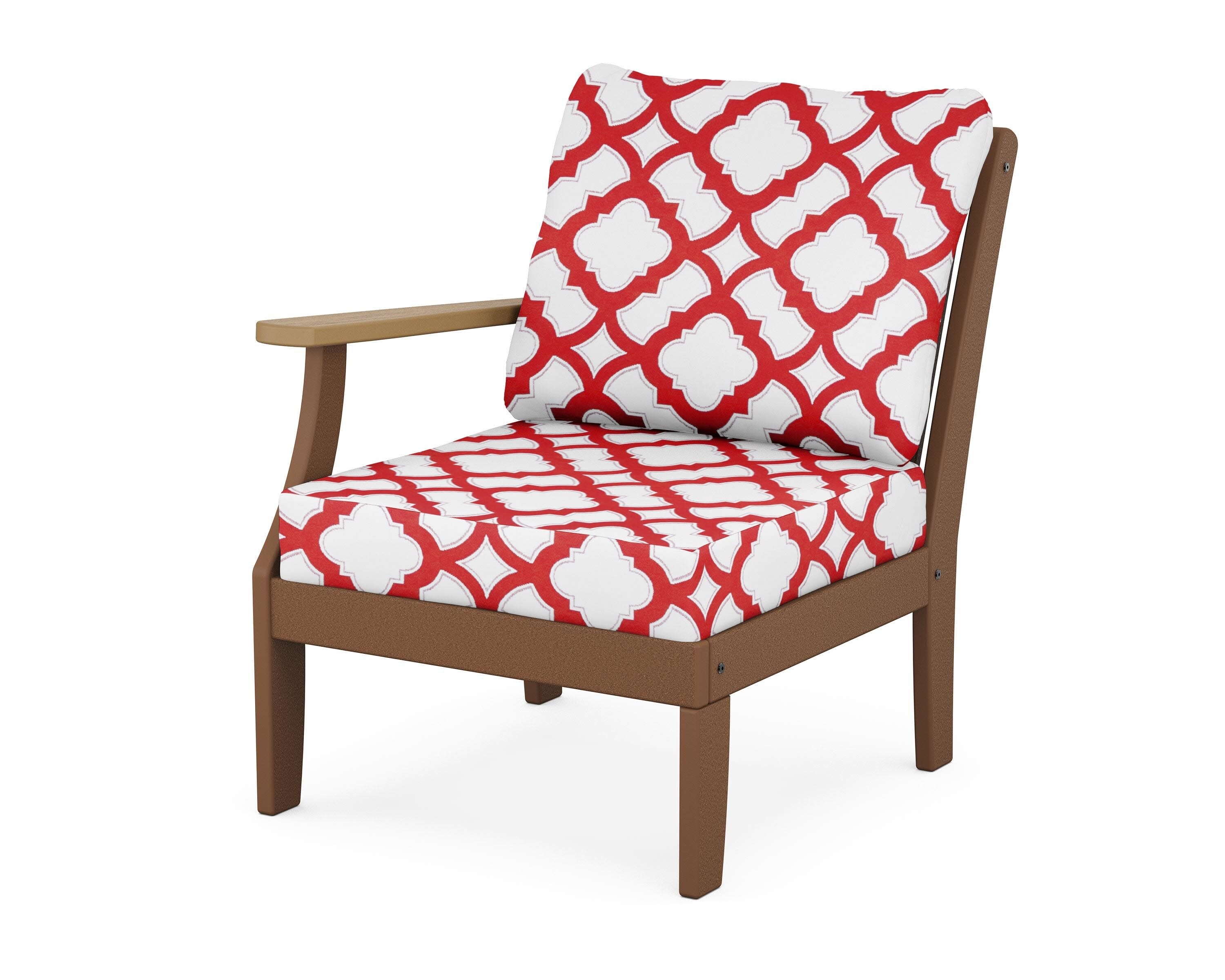 Braxton Modular Left Arm Chair in Teak / Natural / Trellis Crimson