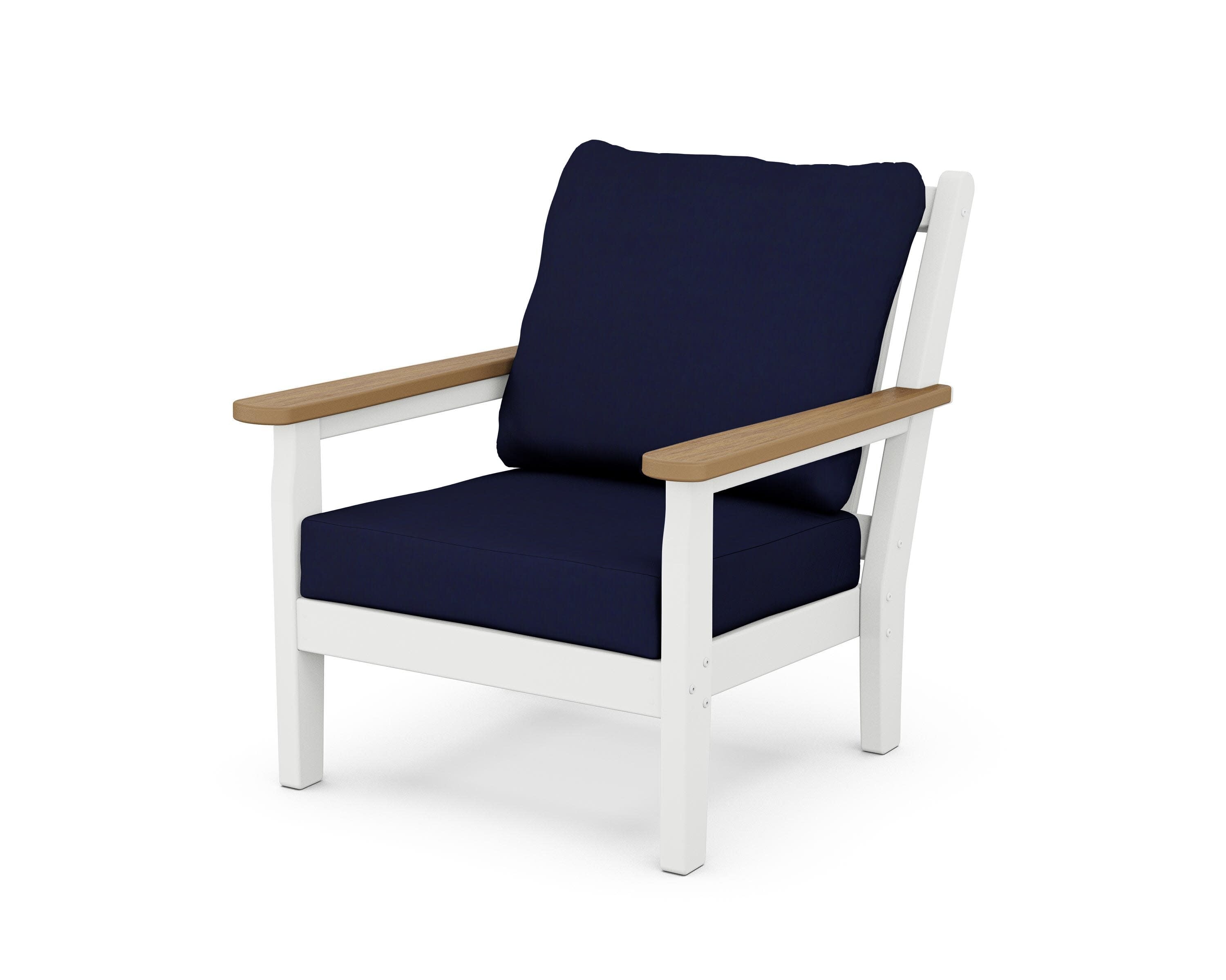 Chippendale Deep Seating Chair in White / Natural / Navy