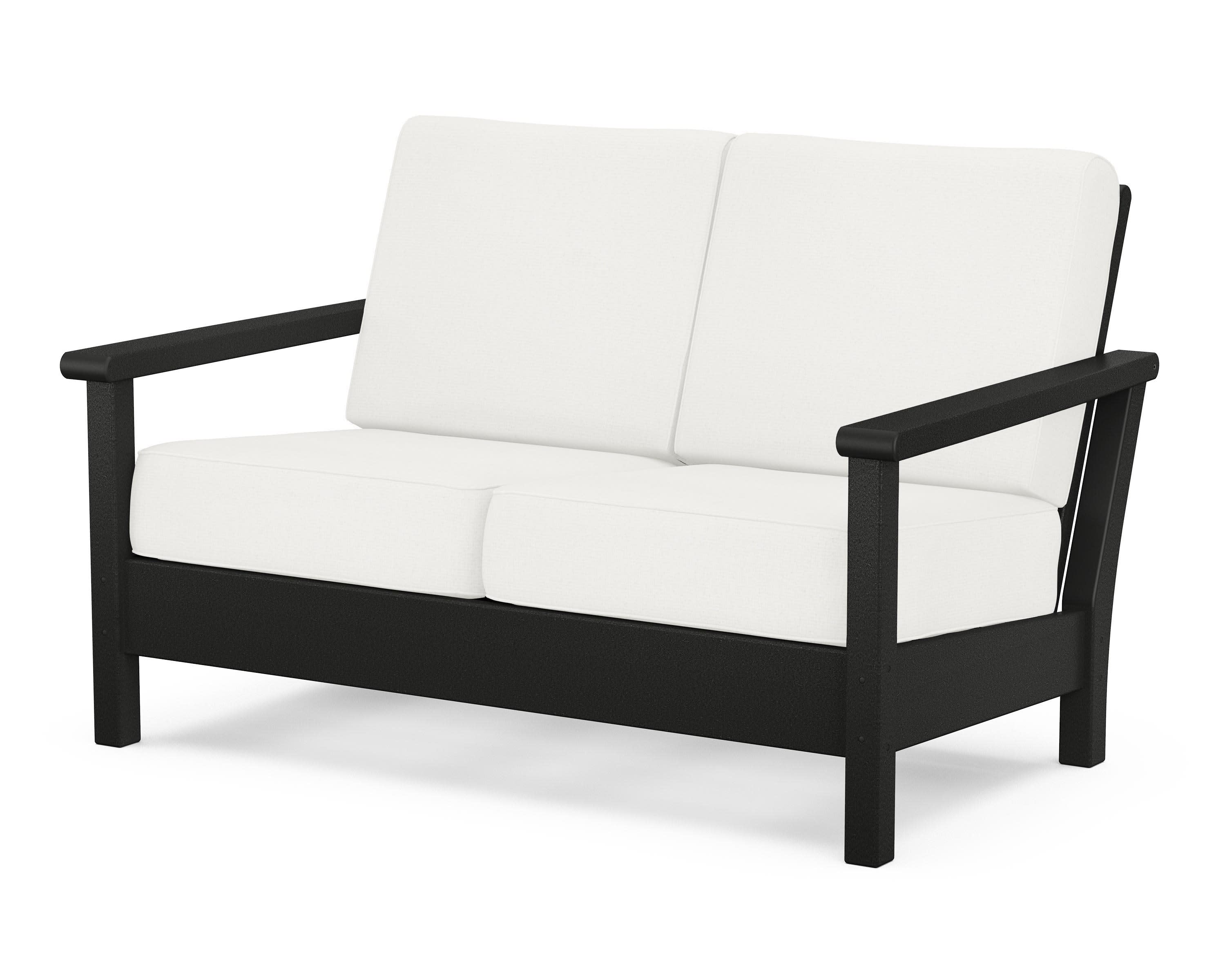 Harbour Deep Seating Loveseat in Black / Natural Linen