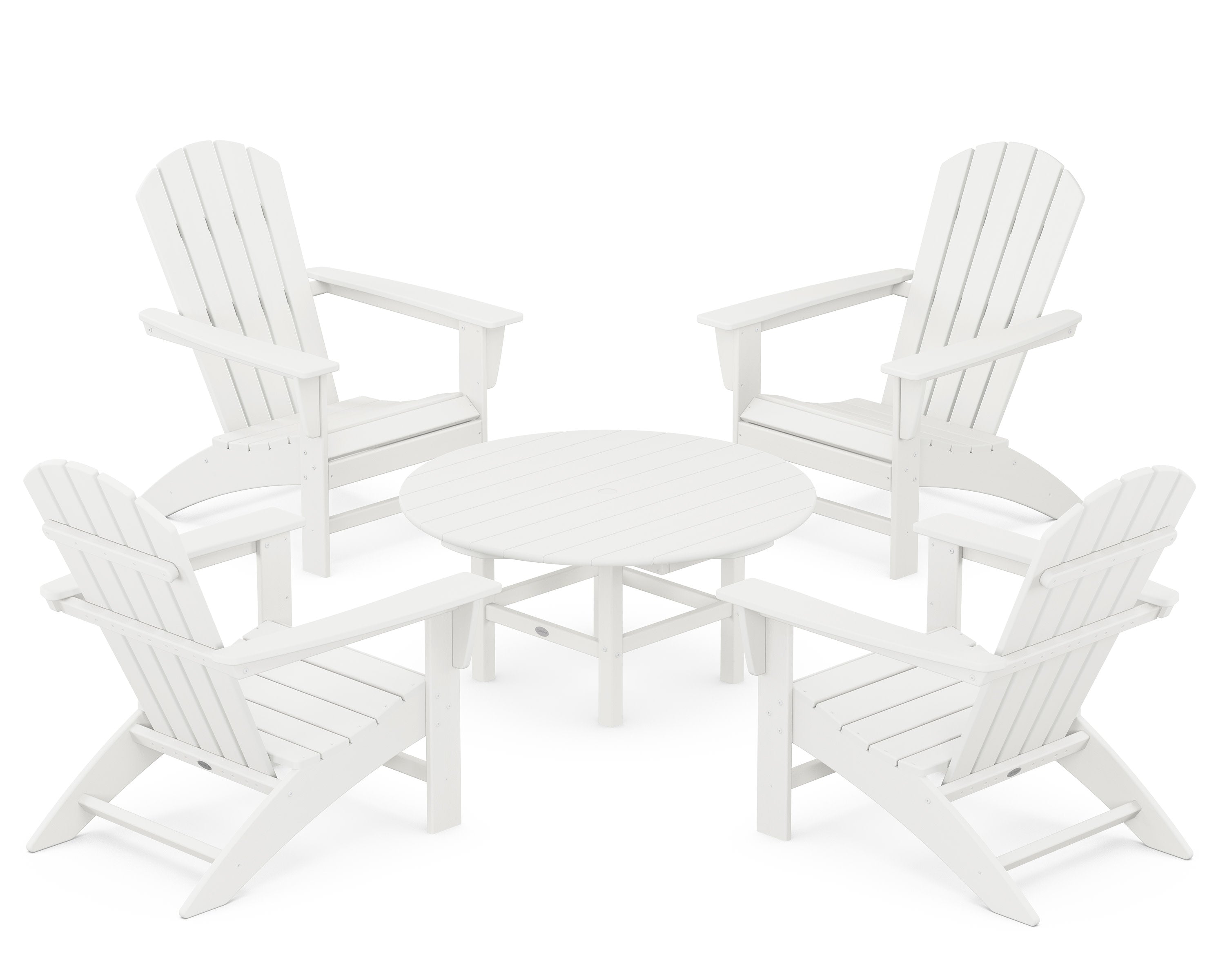 Nautical 5-Piece Adirondack Chair Conversation Set in Vintage White