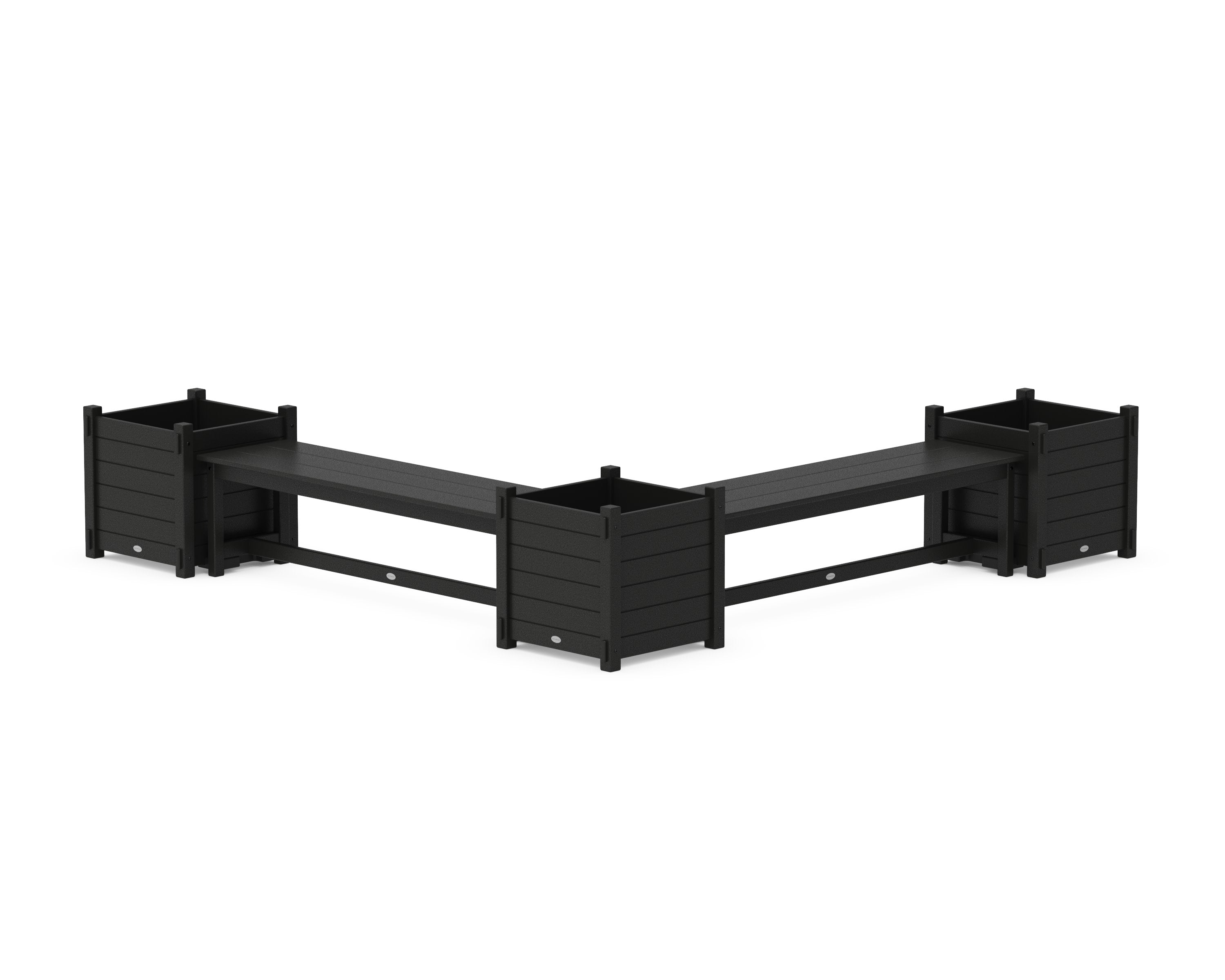 60" Nautical L- Shaped Planter Bench Corner Set - Large in Black