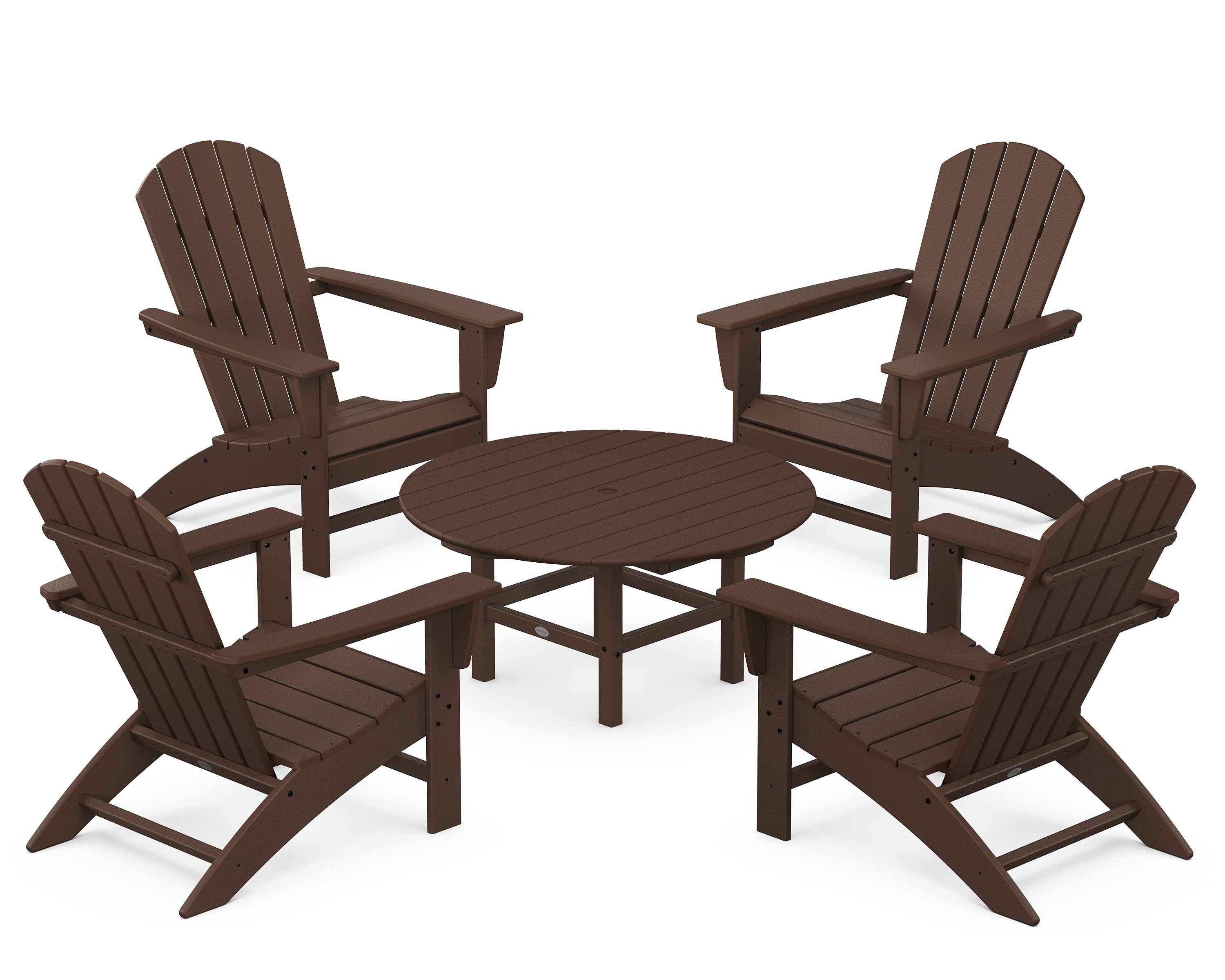 Nautical 5-Piece Adirondack Chair Conversation Set in Mahogany