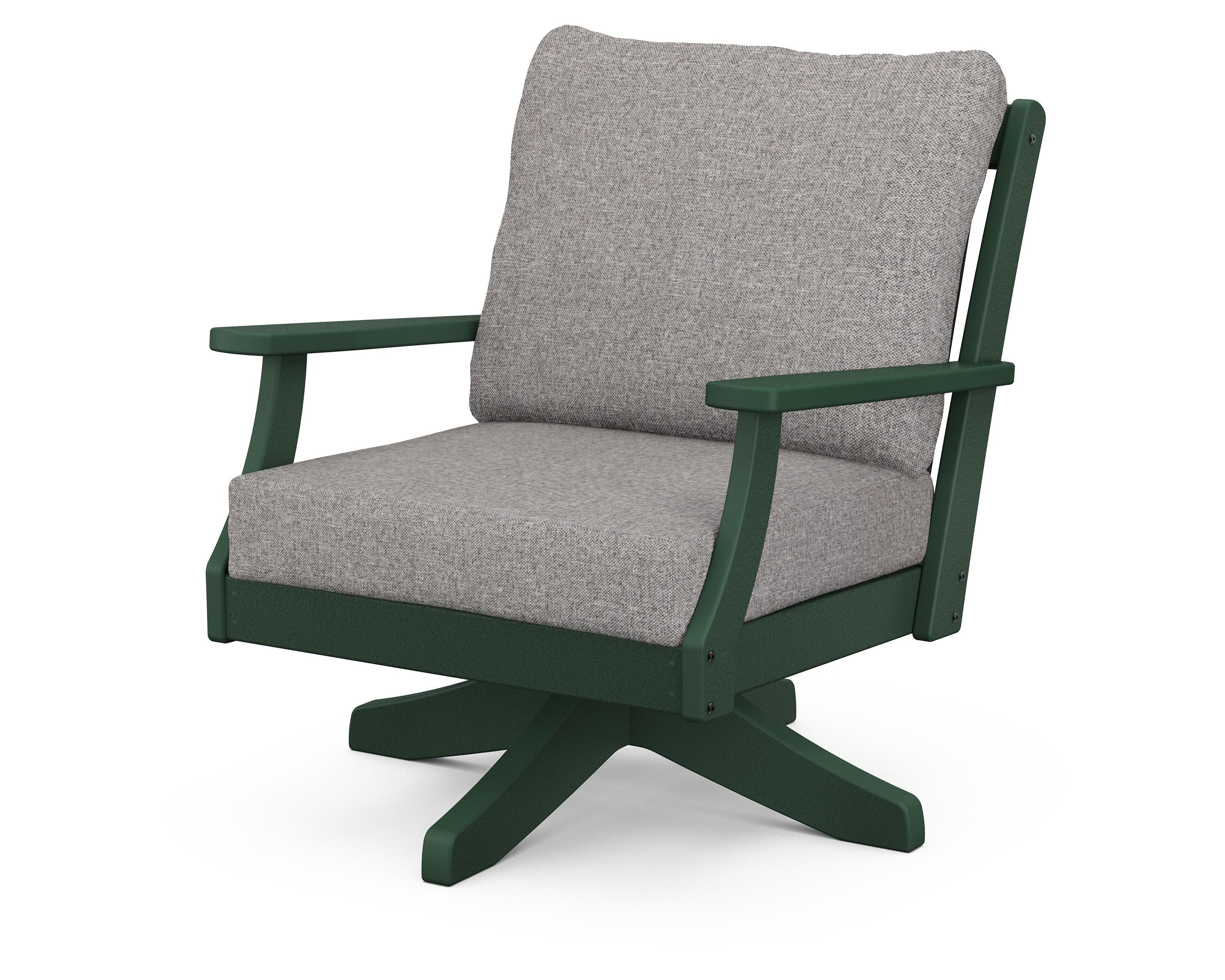 Braxton Deep Seating Swivel Chair in Green / Grey Mist