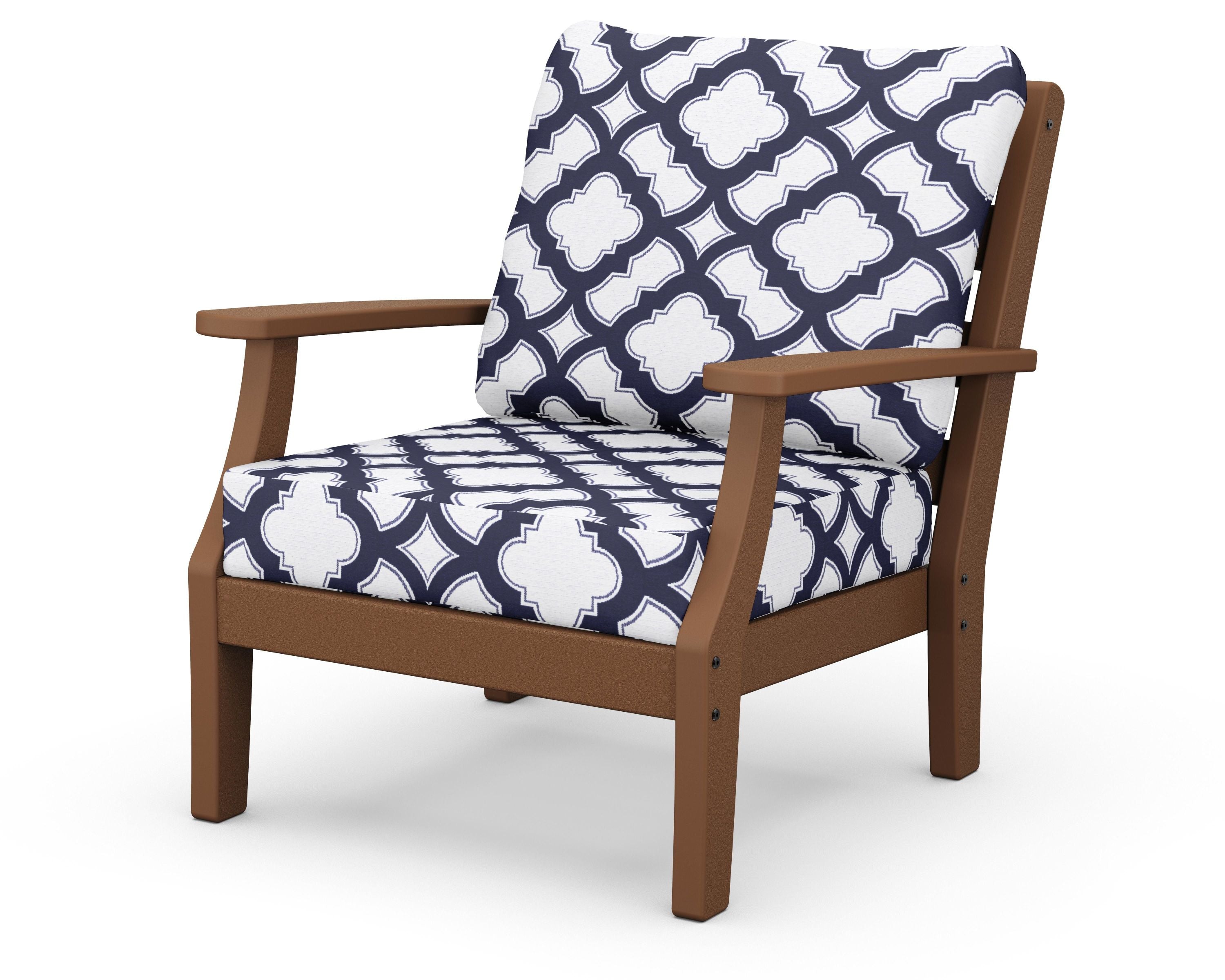 Chesapeake Deep Seating Chair in Teak / Trellis Navy