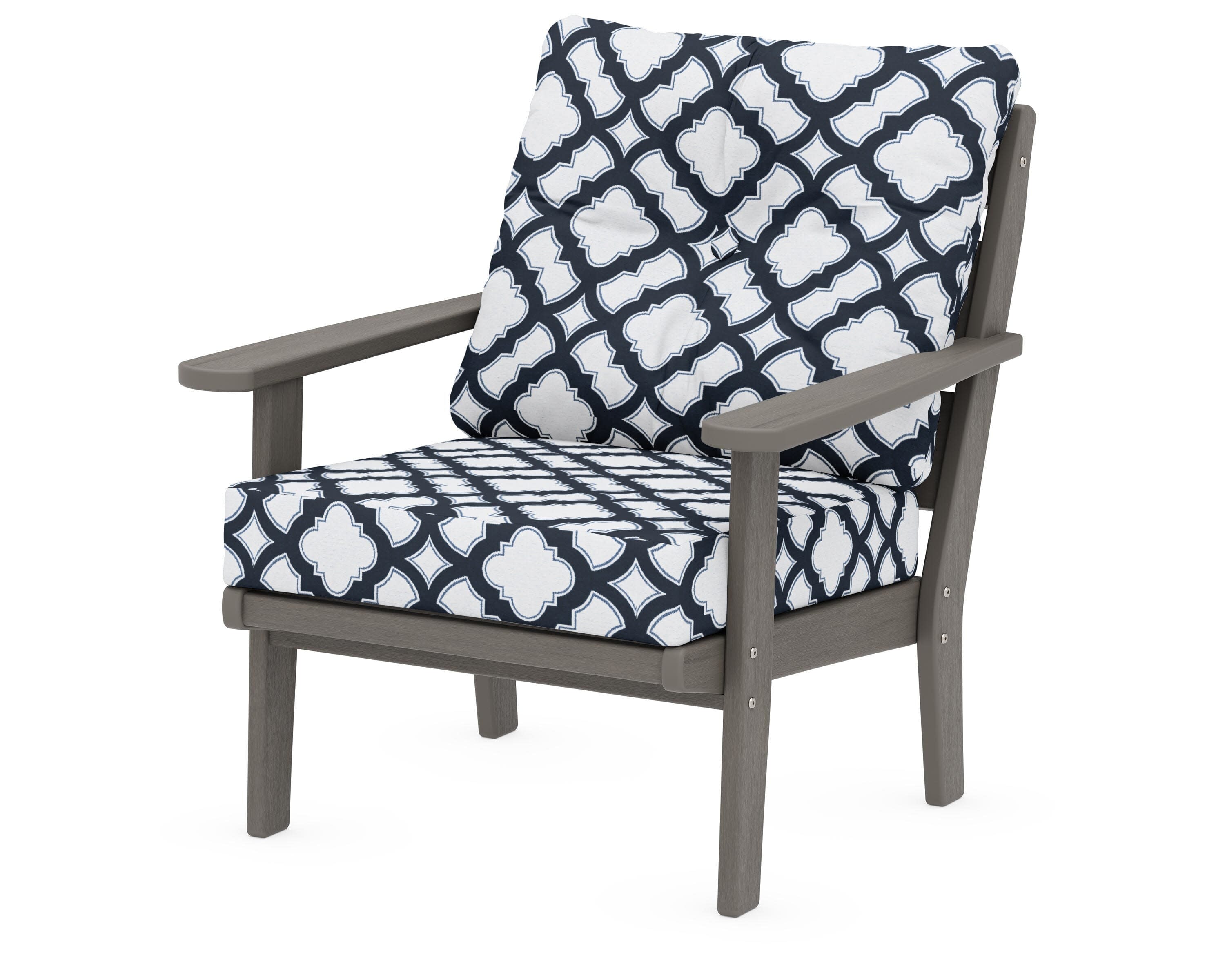 Lakeside Deep Seating Chair in Driftwood / Trellis Marine Indigo