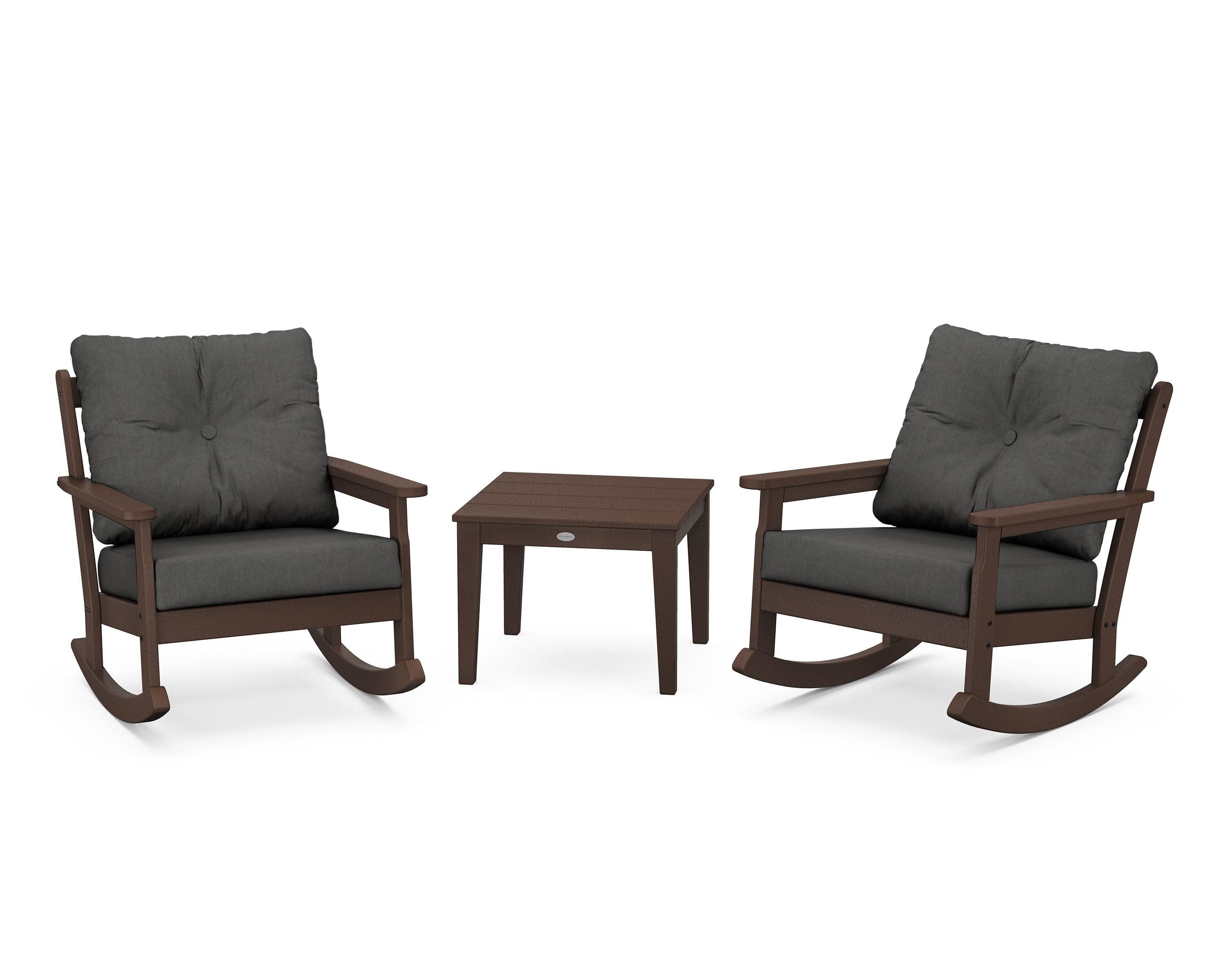 Vineyard 3-Piece Deep Seating Rocker Set in Mahogany / Spectrum Carbon