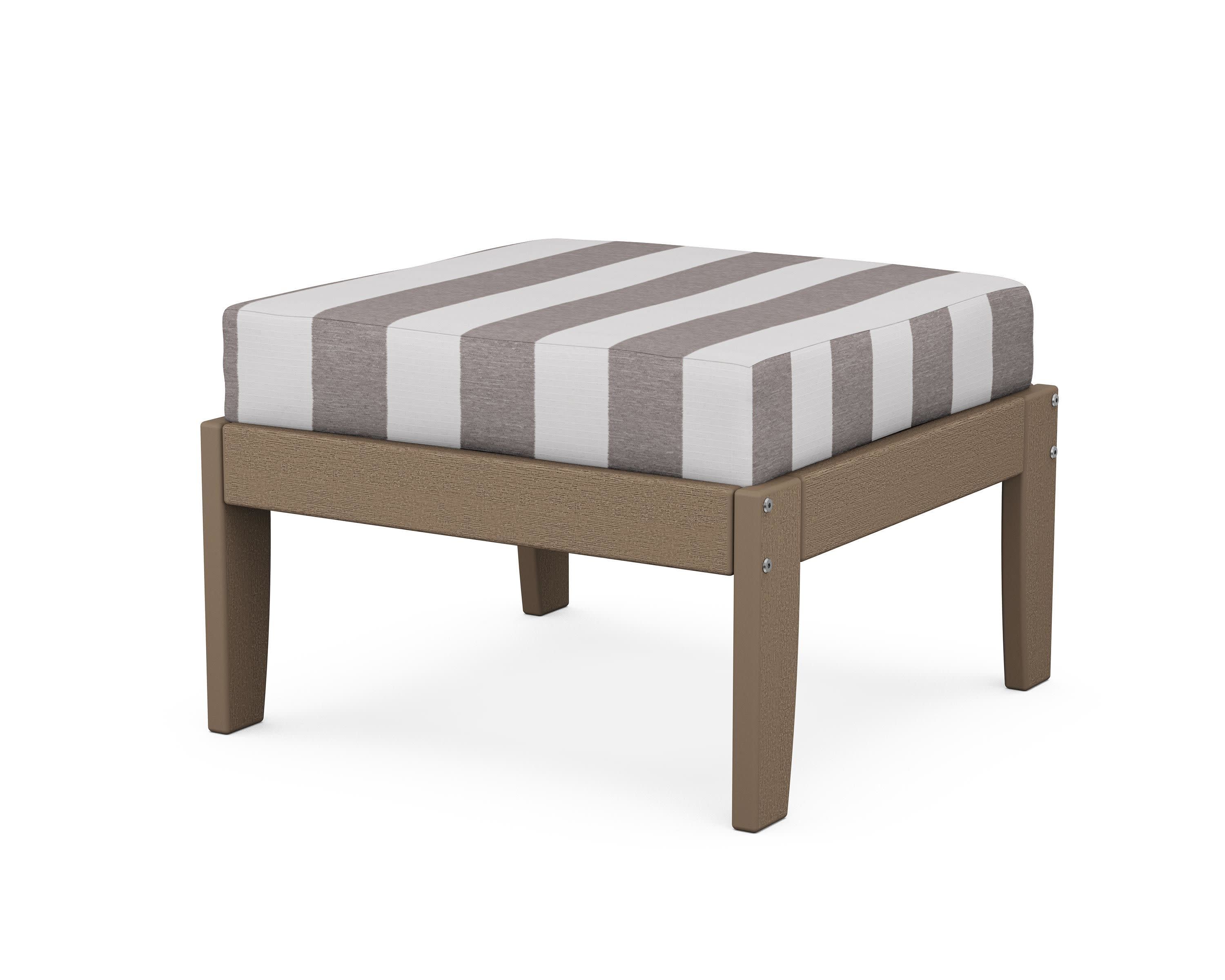 Modular Ottoman - Classic in Vintage Sahara / Cabana Stripe Grey Mist