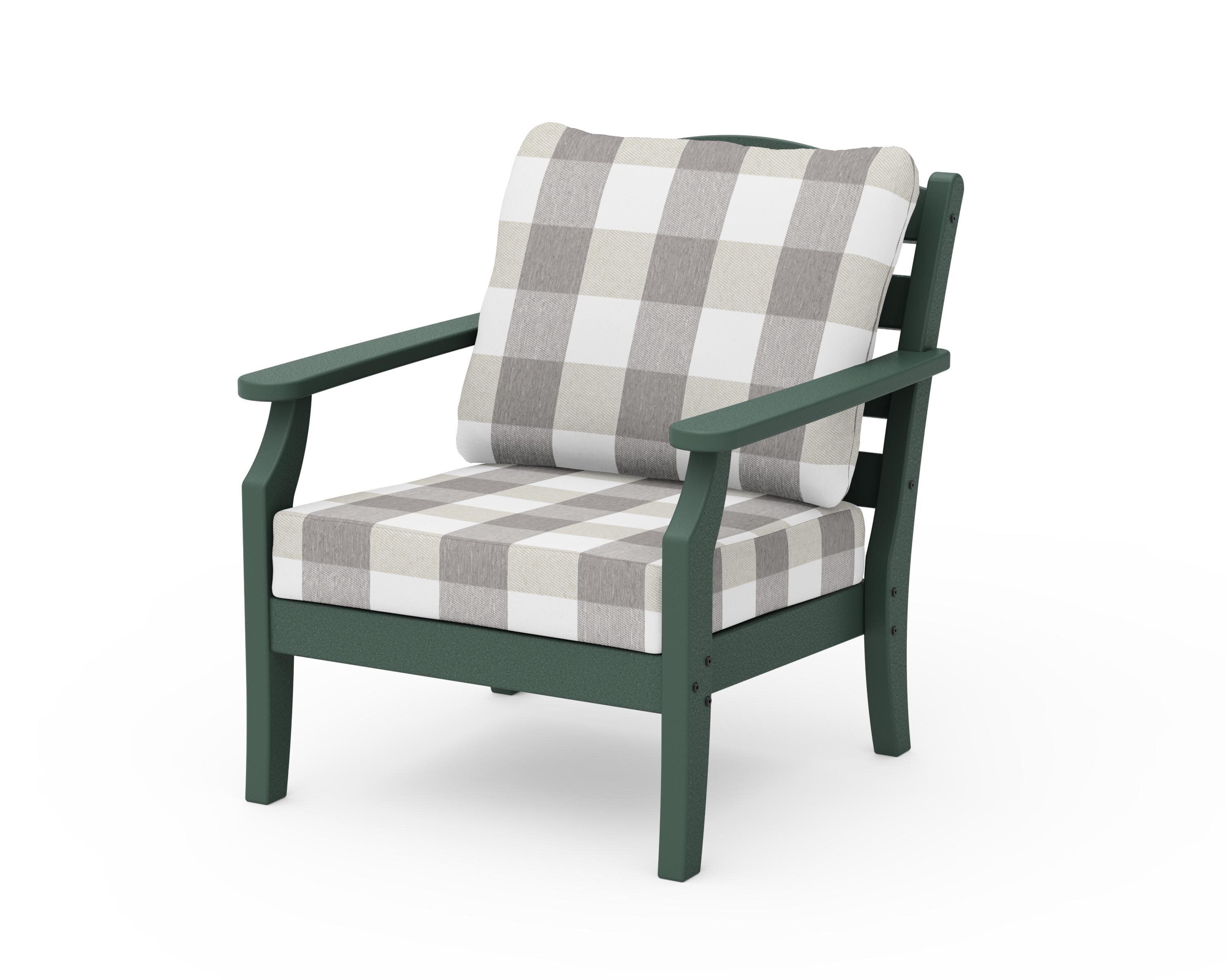Savannah Deep Seating Chair in Green / Buffalo Plaid Grey Mist