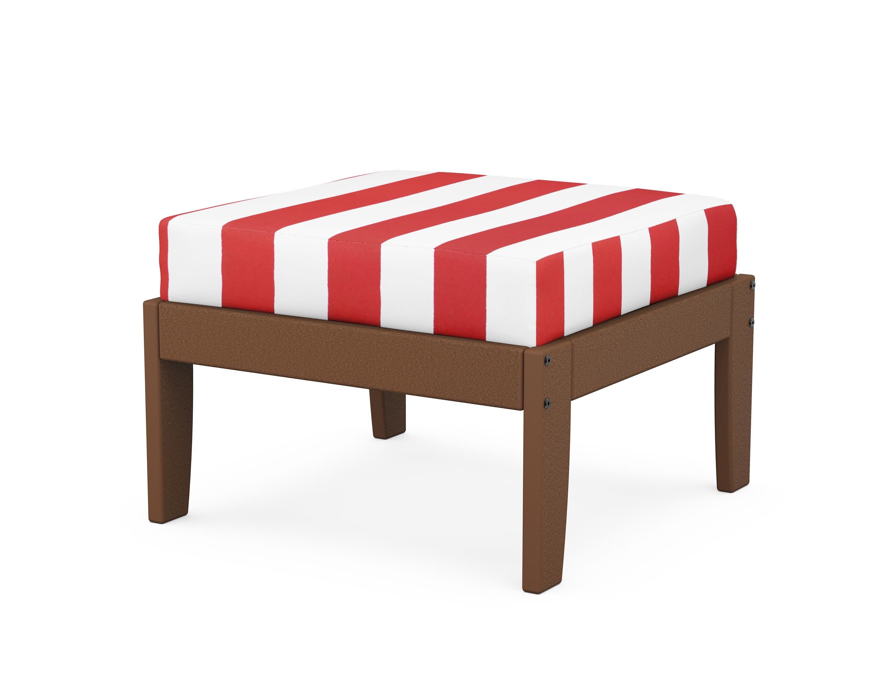 Modular Ottoman - Classic in Teak / Cabana Stripe Crimson