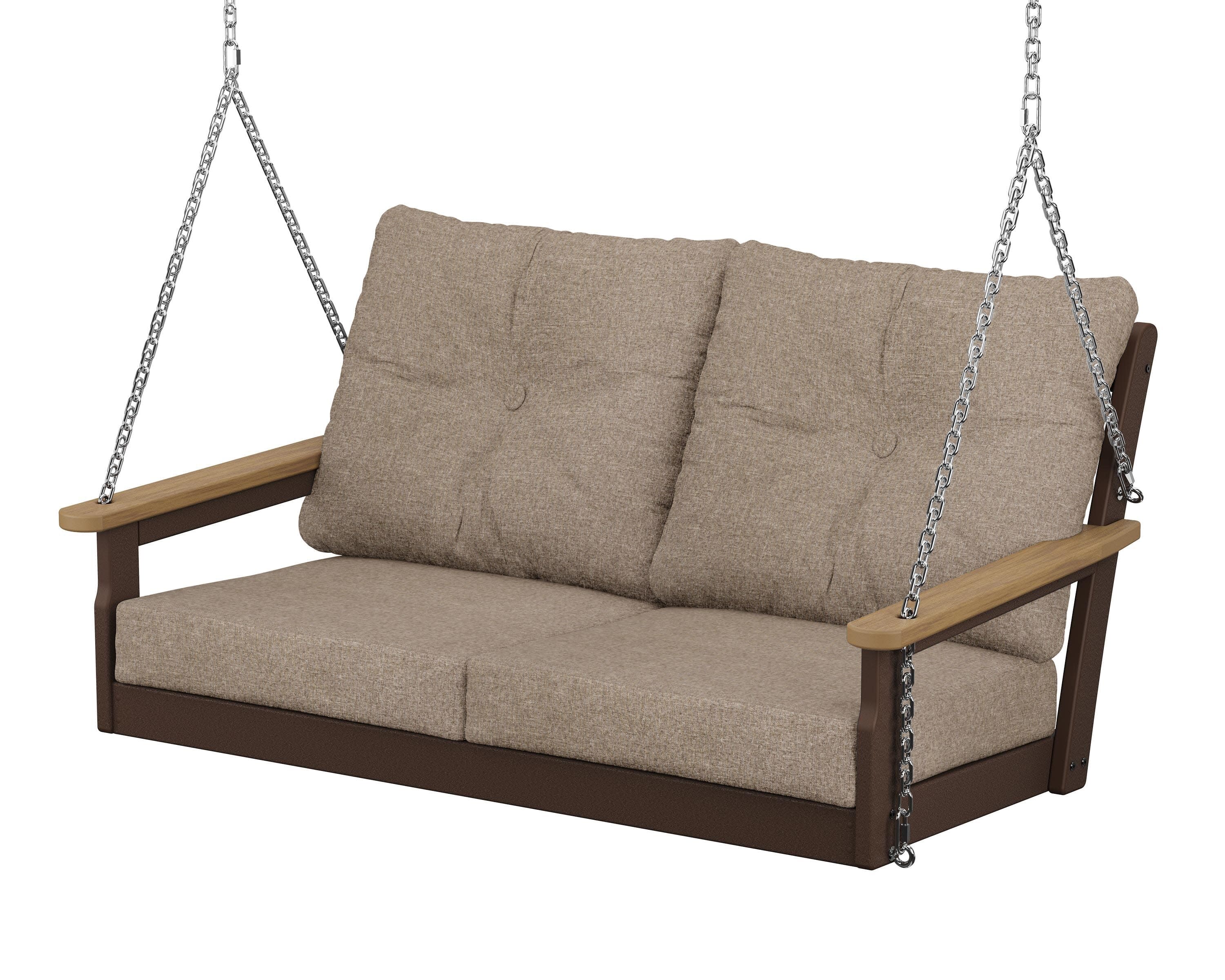 Vineyard Deep Seating Swing in Mahogany / Natural / Spiced Burlap