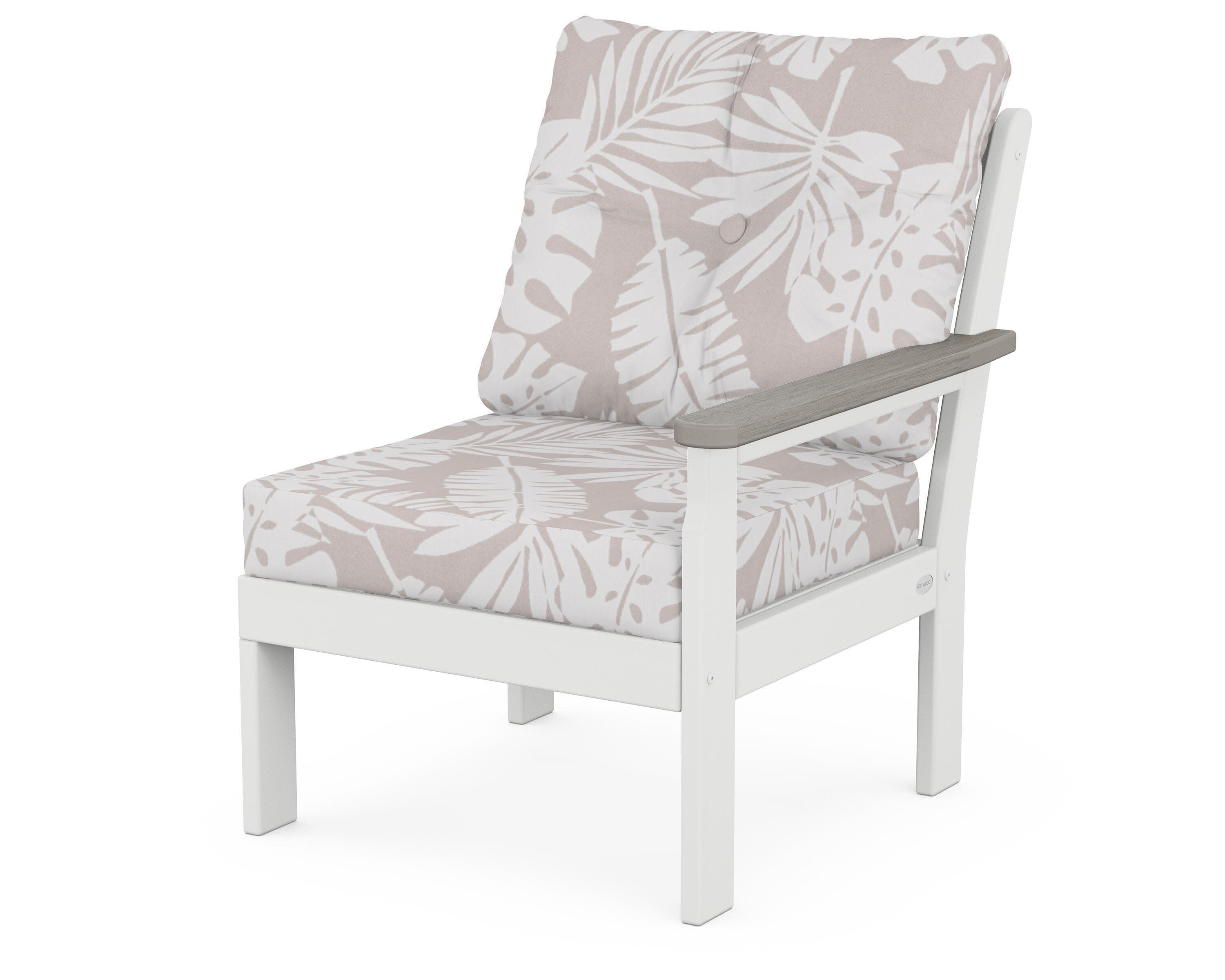 Vineyard Modular Right Arm Chair in White / Driftwood / Leaf Dune Burlap