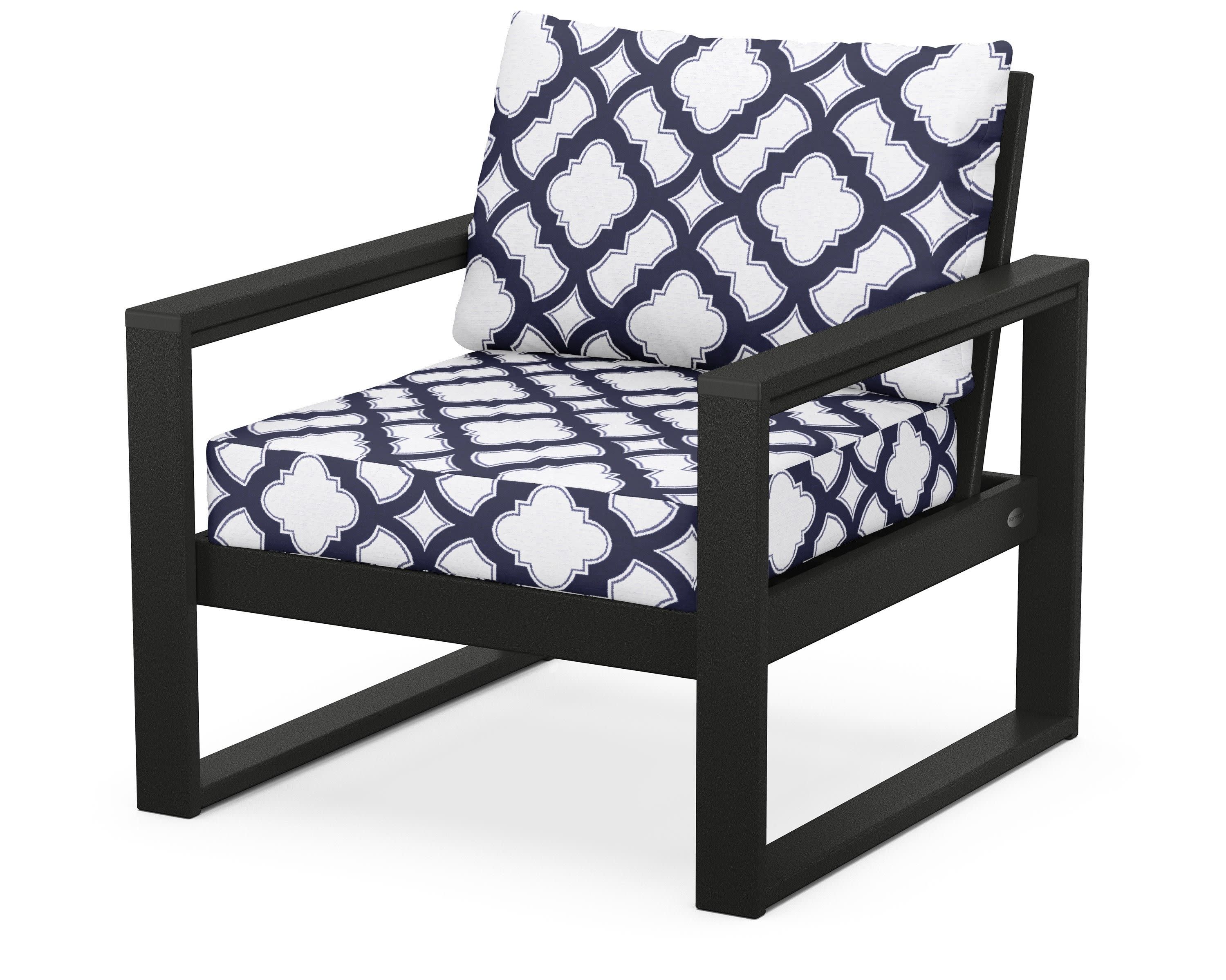 EDGE Club Chair in Black / Trellis Navy