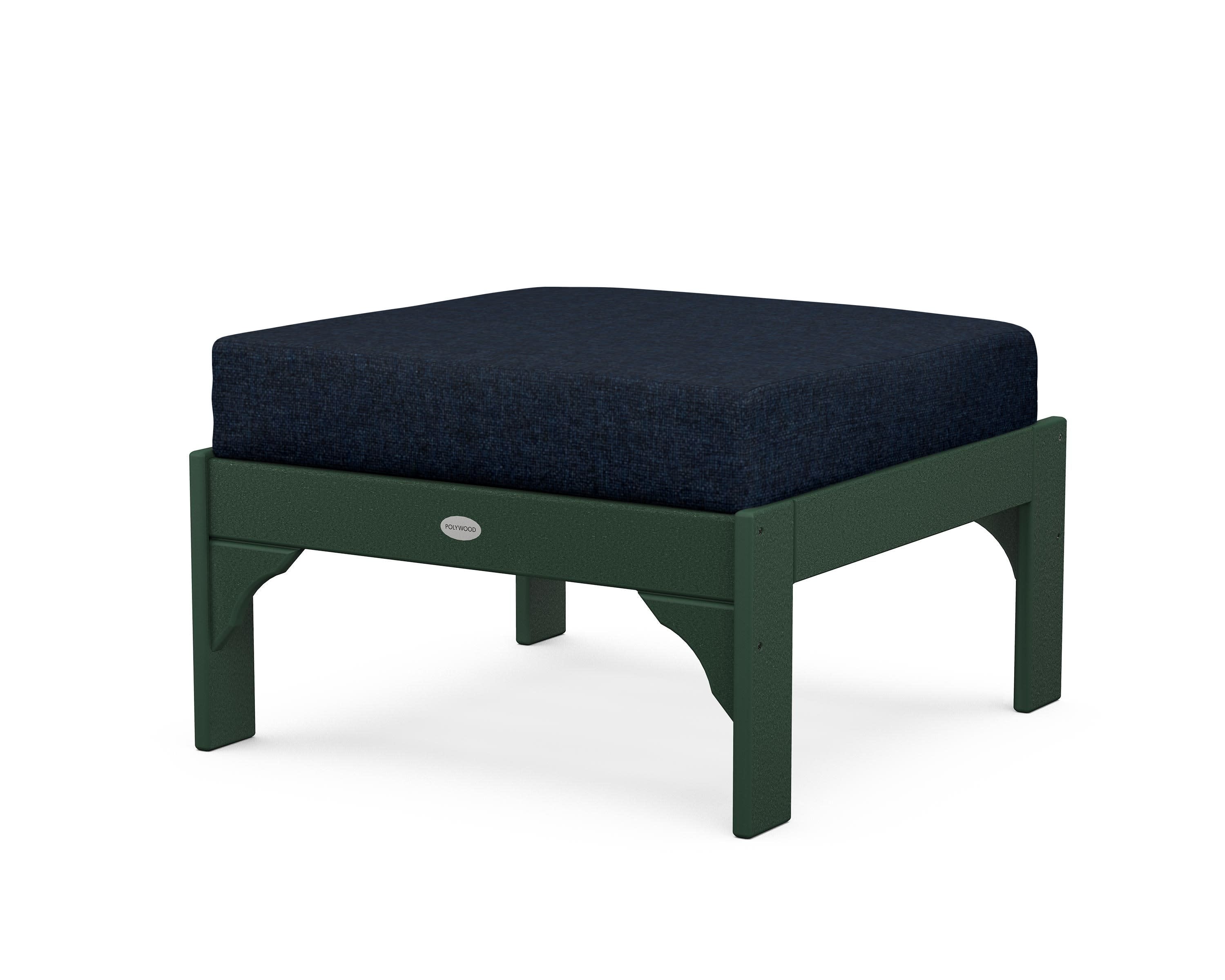 Vineyard Deep Seating Ottoman in Green / Marine Indigo