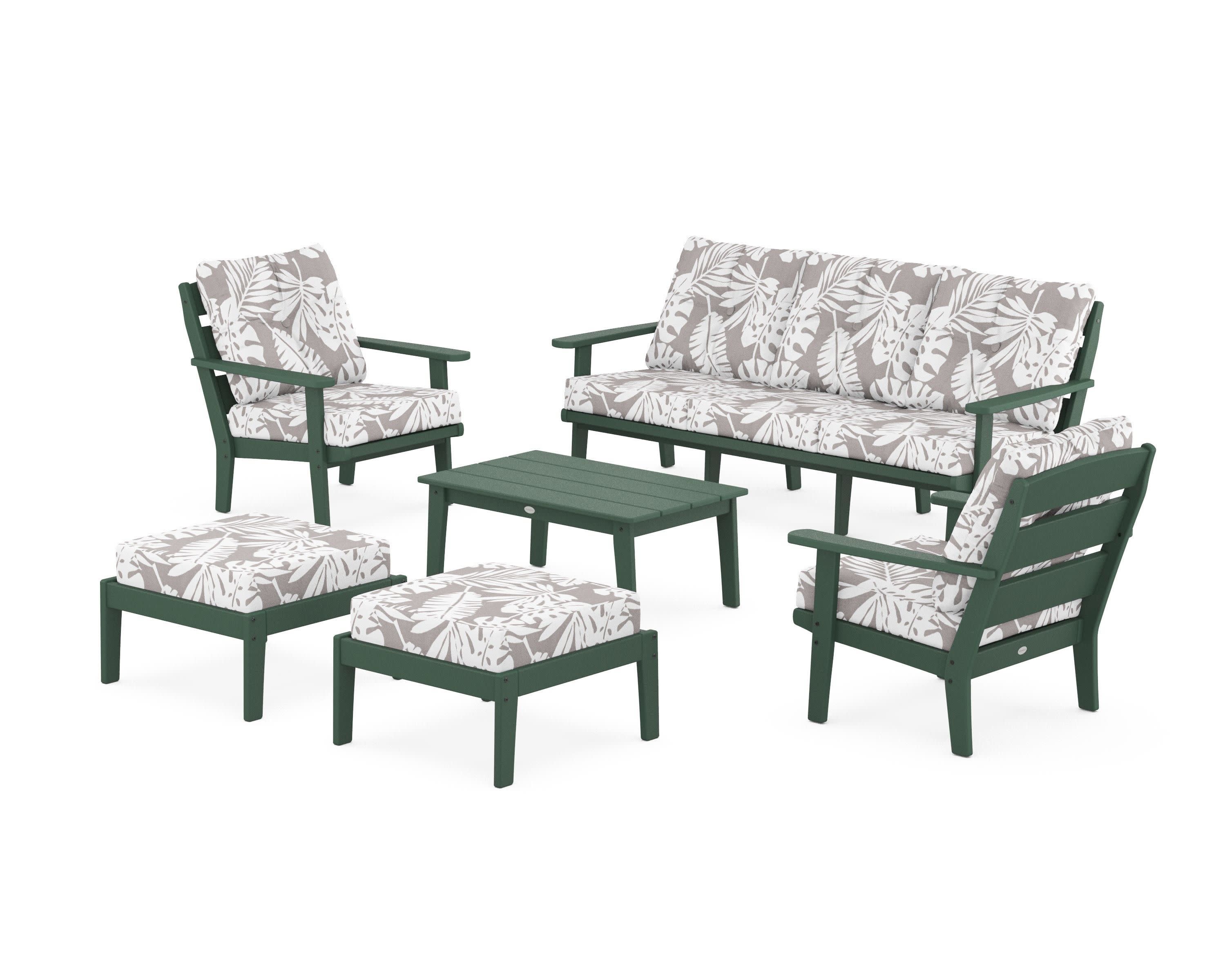 Lakeside 6-Piece Lounge Sofa Set in Green / Leaf Grey Mist