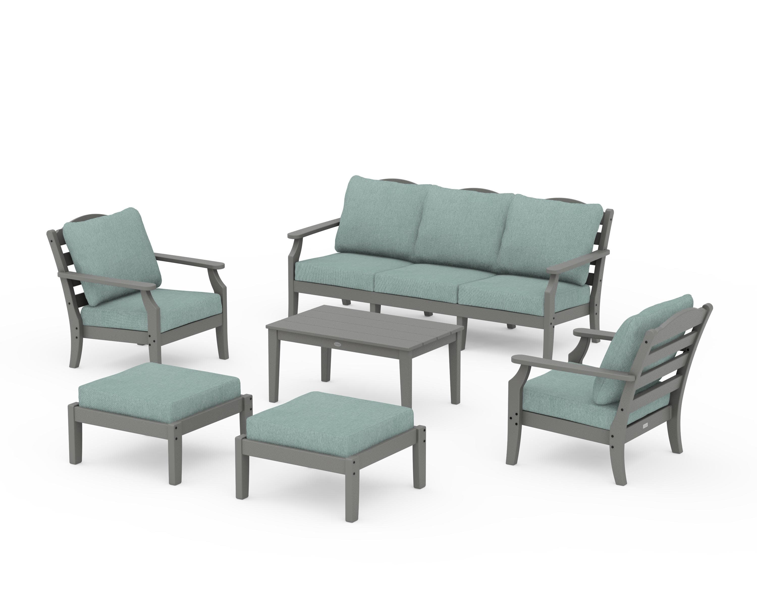Savannah 6-Piece Lounge Sofa Set in Slate Grey / Glacier Spa