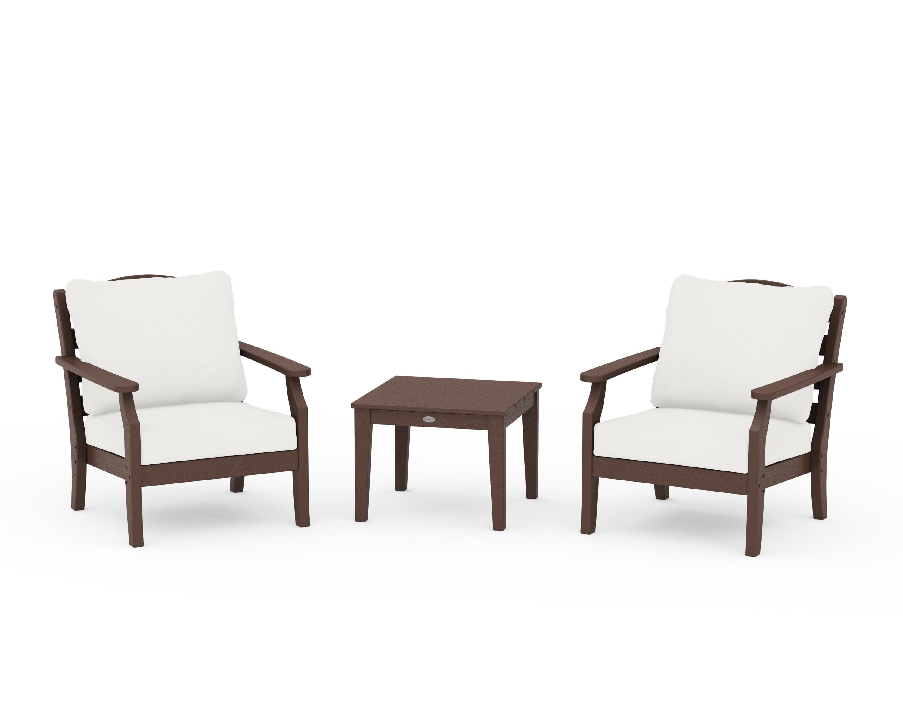 Savannah 3-Piece Deep Seating Set in Mahogany / Natural Linen