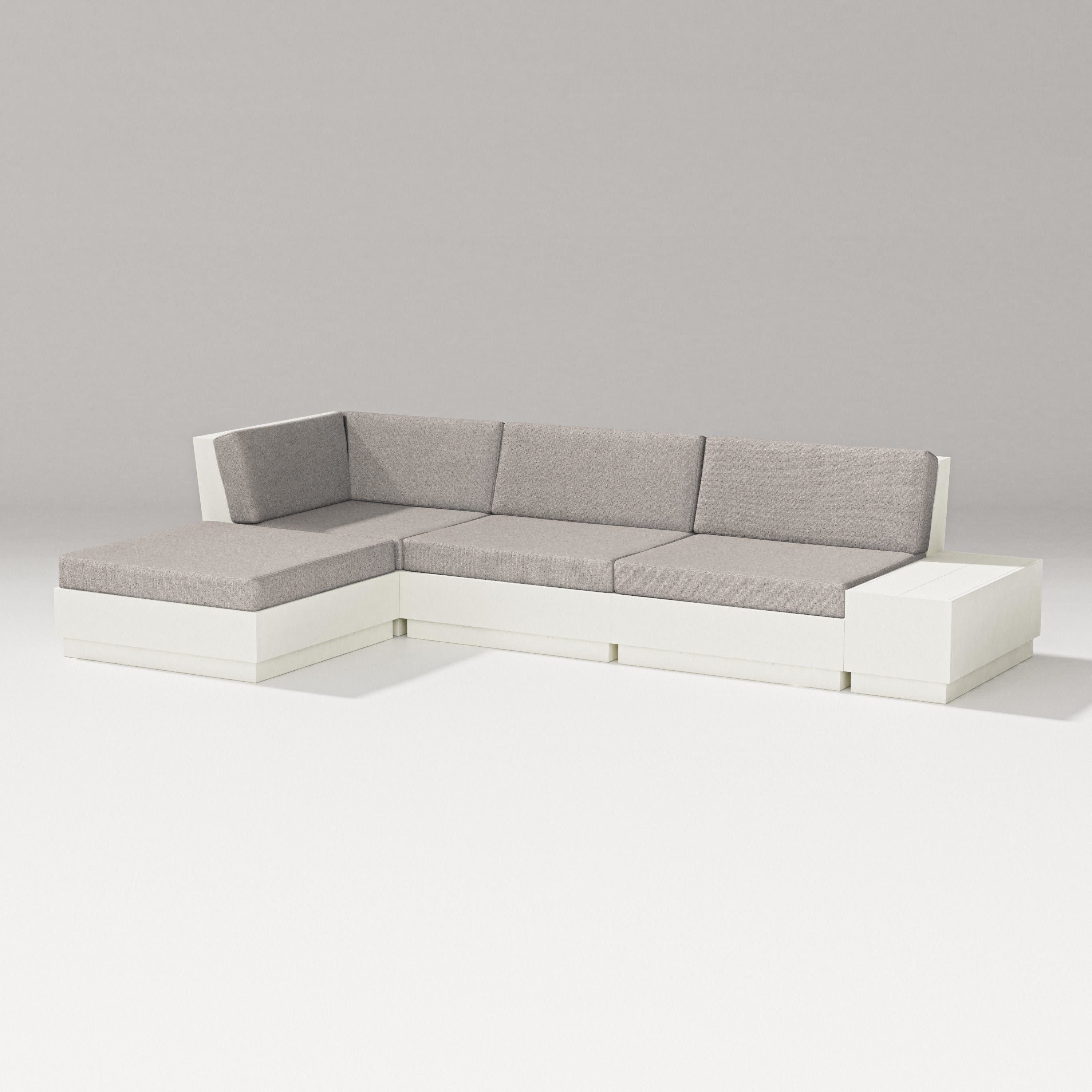 Elevate Chaise Sectional in Vintage White / Weathered Tweed