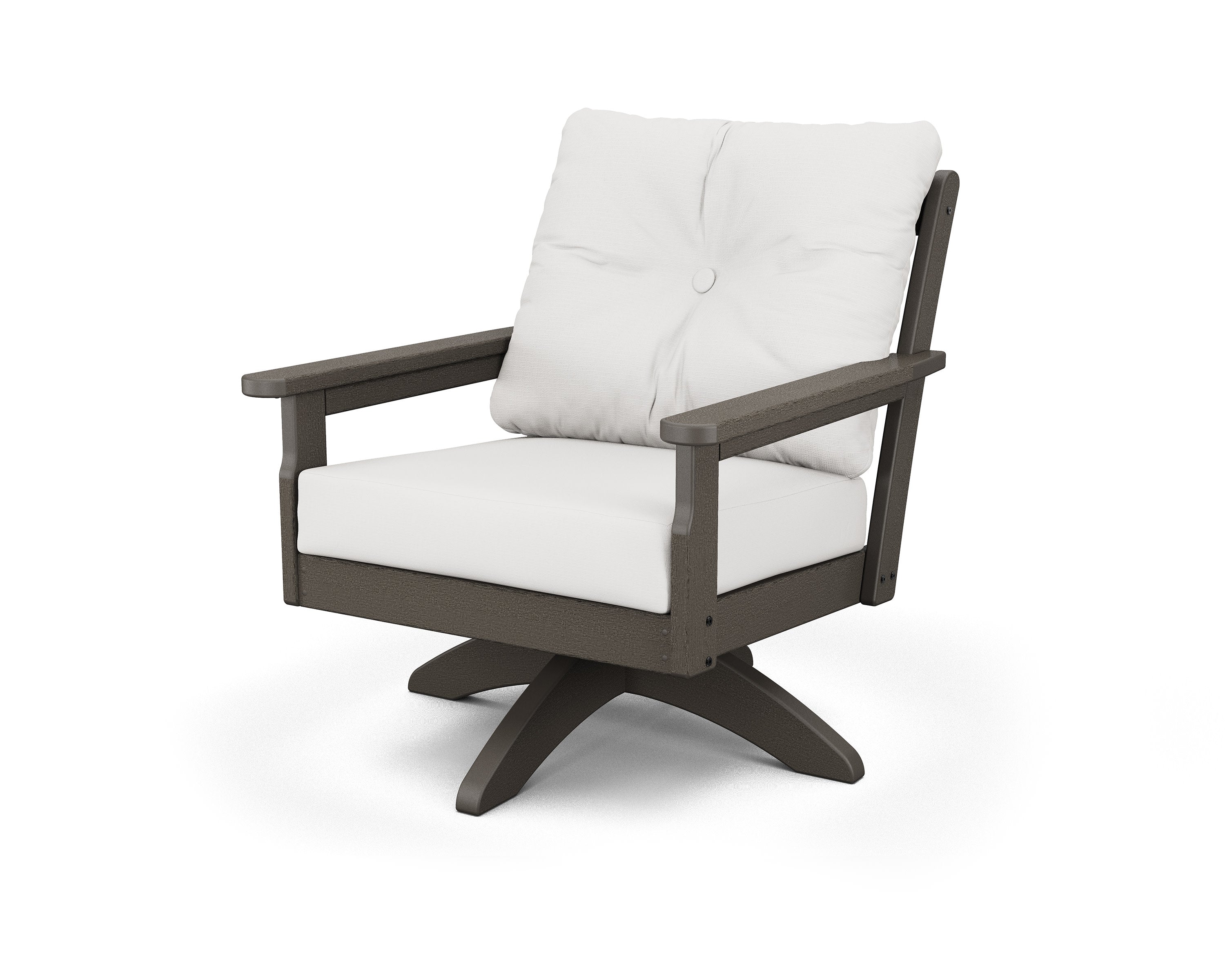 Vineyard Deep Seating Swivel Chair in Vintage Coffee / Natural Linen
