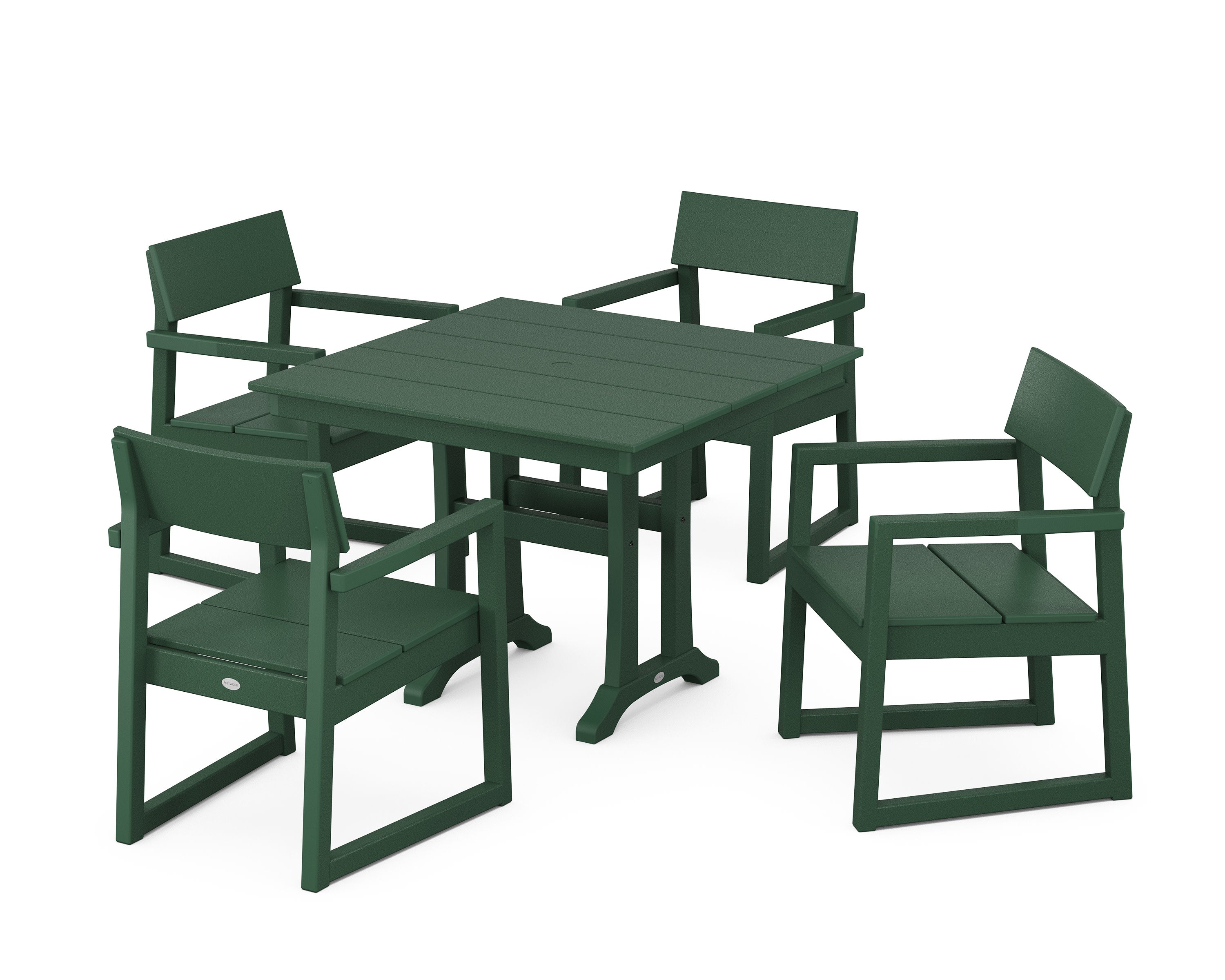 EDGE 5-Piece Farmhouse Dining Set With Trestle Legs in Green
