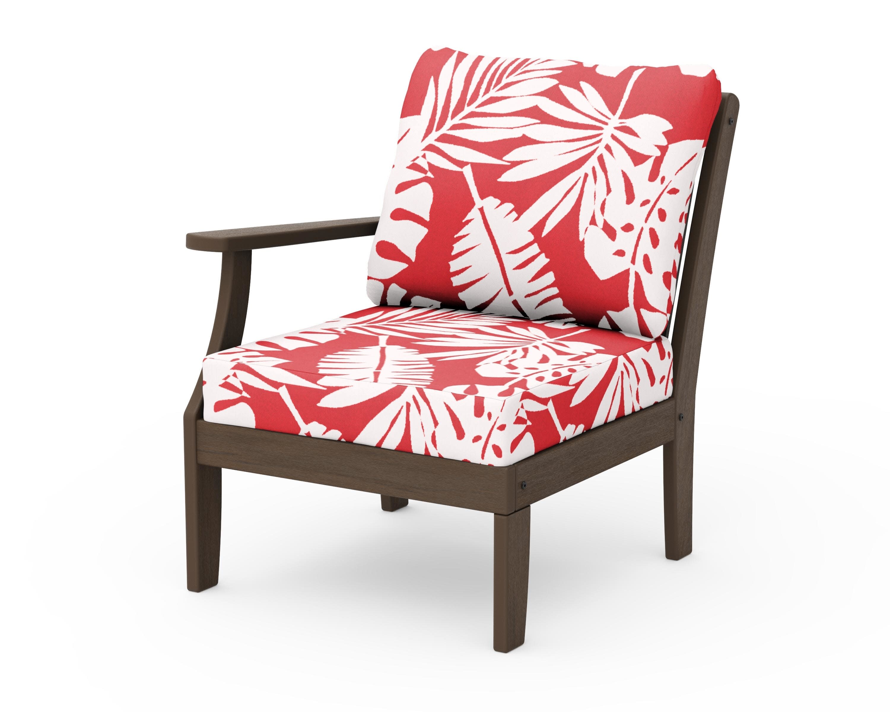 Braxton Modular Left Arm Chair in Kona / Leaf Crimson