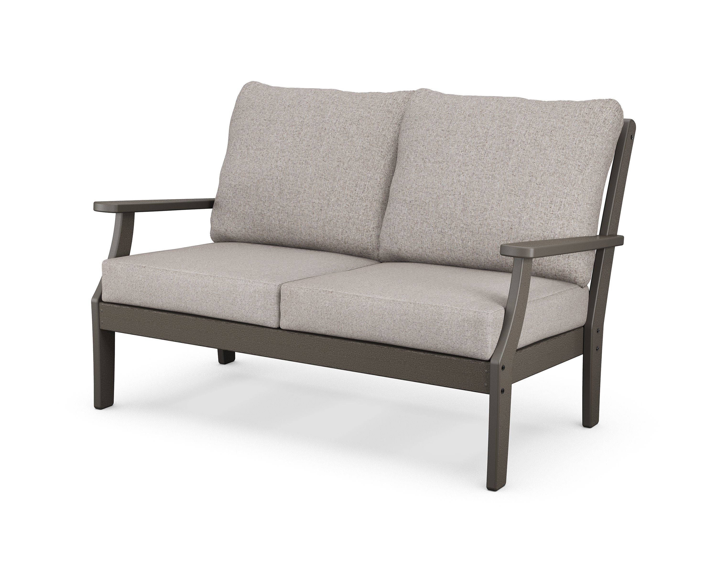 Braxton Deep Seating Loveseat in Vintage Coffee / Weathered Tweed