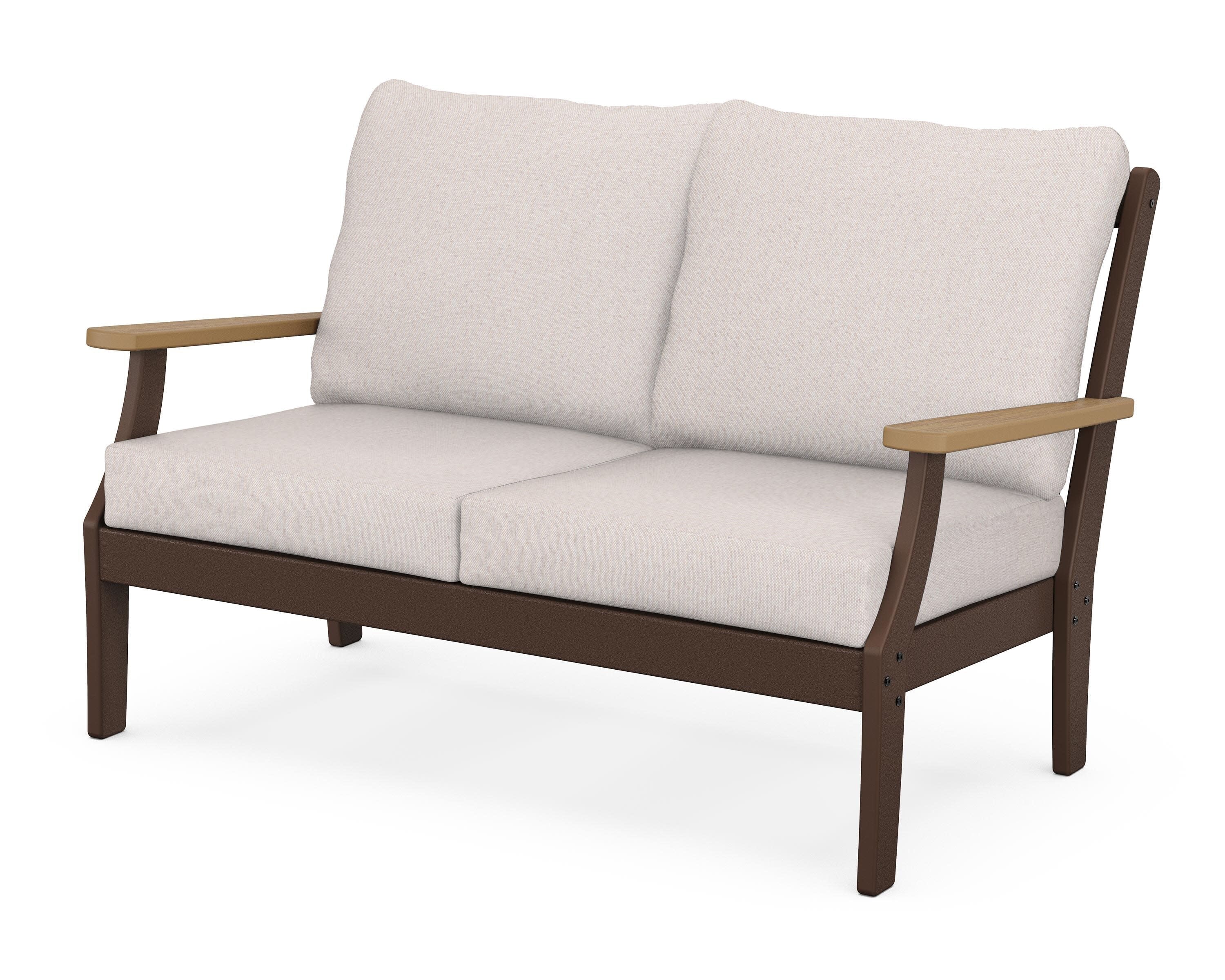 Braxton Deep Seating Loveseat in Mahogany / Natural / Dune Burlap